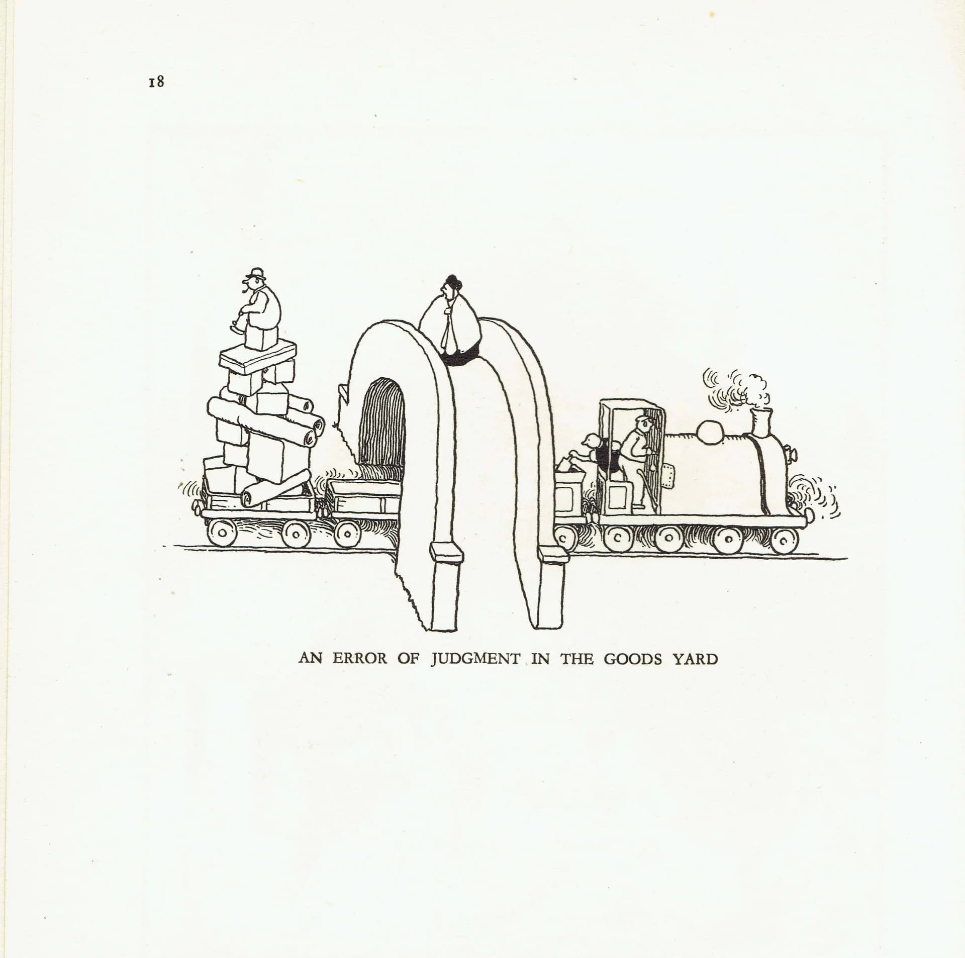 1935 Railway Signals Cartoon - Original Vintage Print By Heath Robinson - Great Western Railway Centenary Humour - 7 x 9.5 in