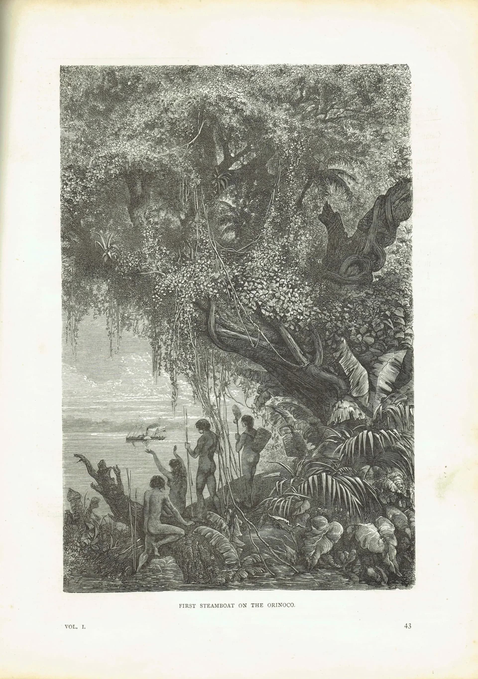 1870s Steamboat Orinoco River Woodblock Original Victorian Print - South American Exploration Print - Historical Travel - 8.5 x 12 in