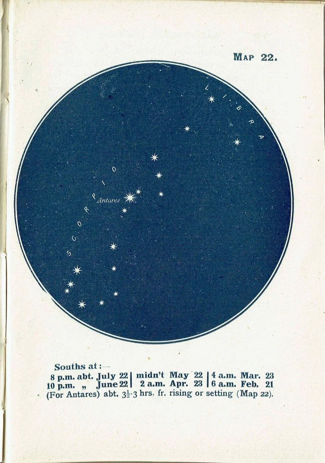 1944 Antares Constellation - Original Vintage Print By Gall - Star Chart Celestial Map Astronomy Science Atlas - 4 x 6 in