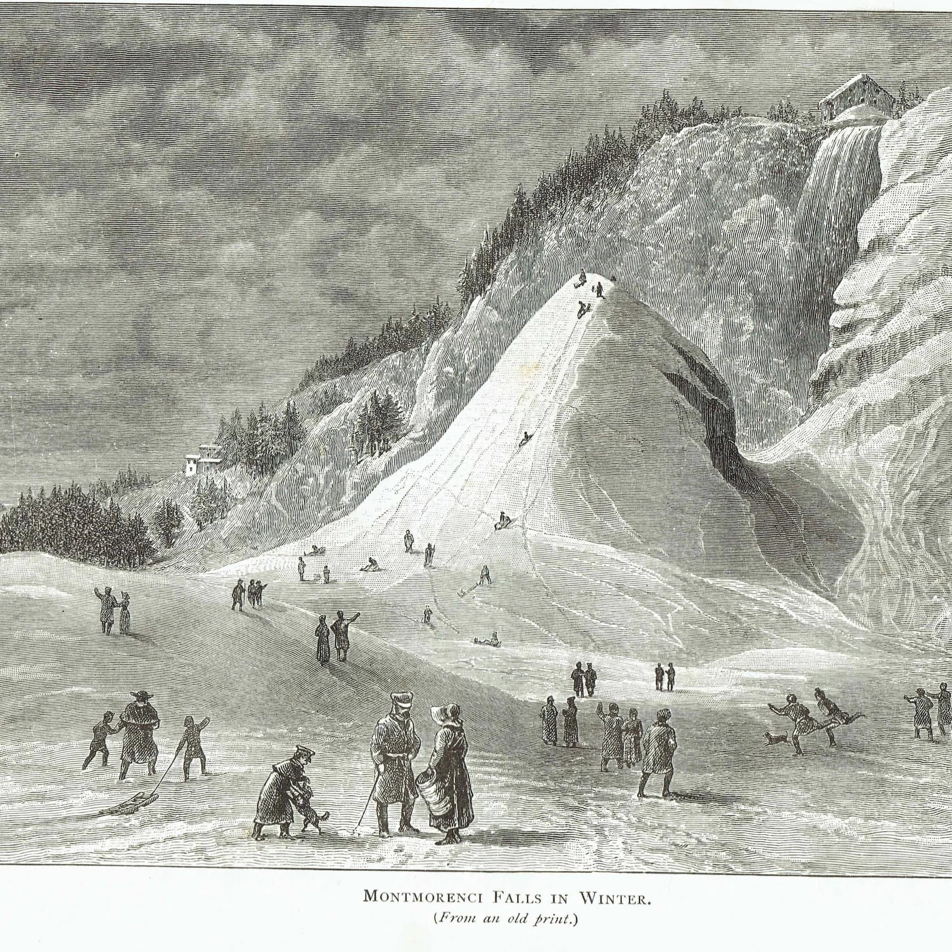 1885 Montmorenci Falls Winter - Antique Print - Canadian Pictures Quebec Landscape - 10.75 x 7.25 in