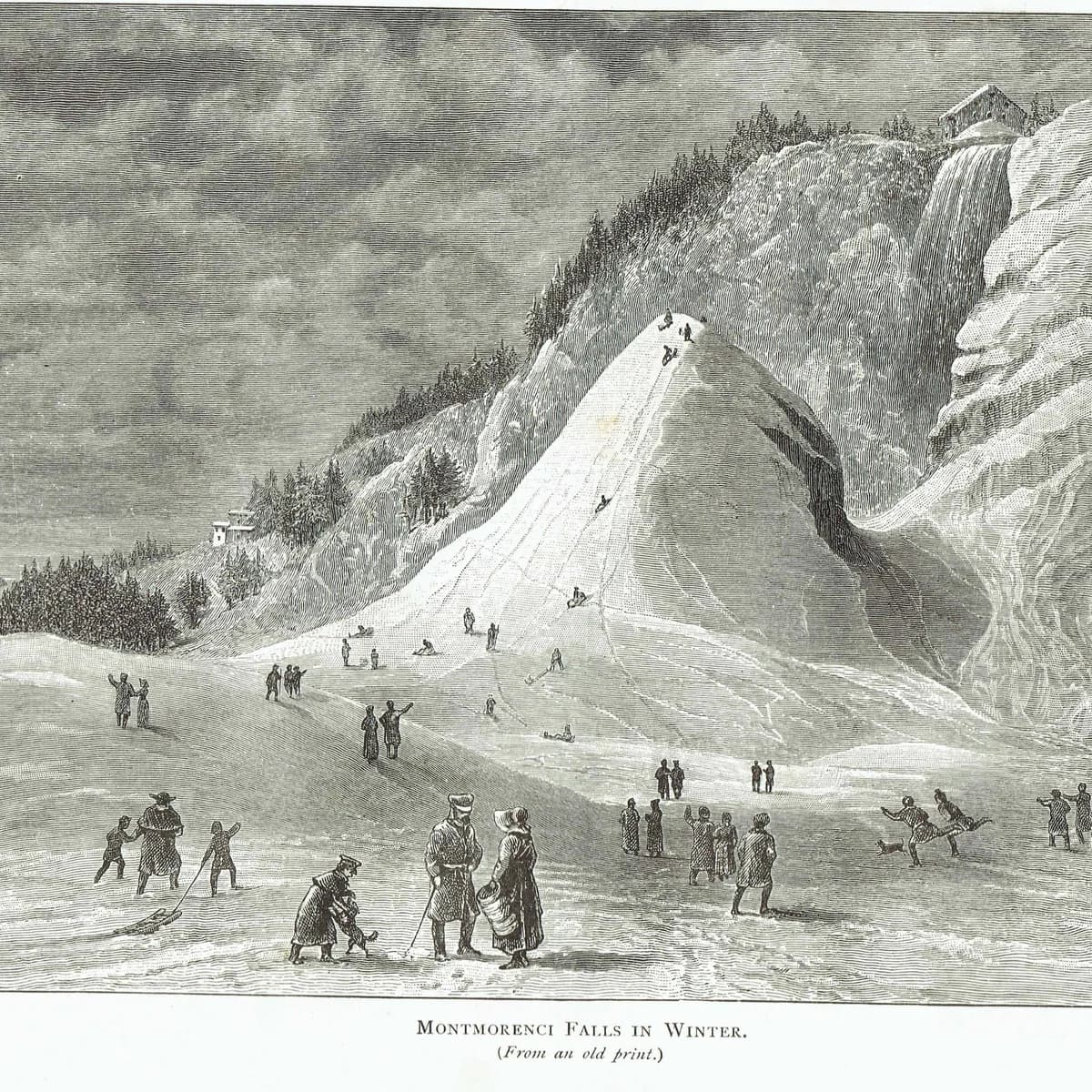1885 Montmorenci Falls Winter - Antique Print - Canadian Pictures Quebec Landscape - 10.75 x 7.25 in
