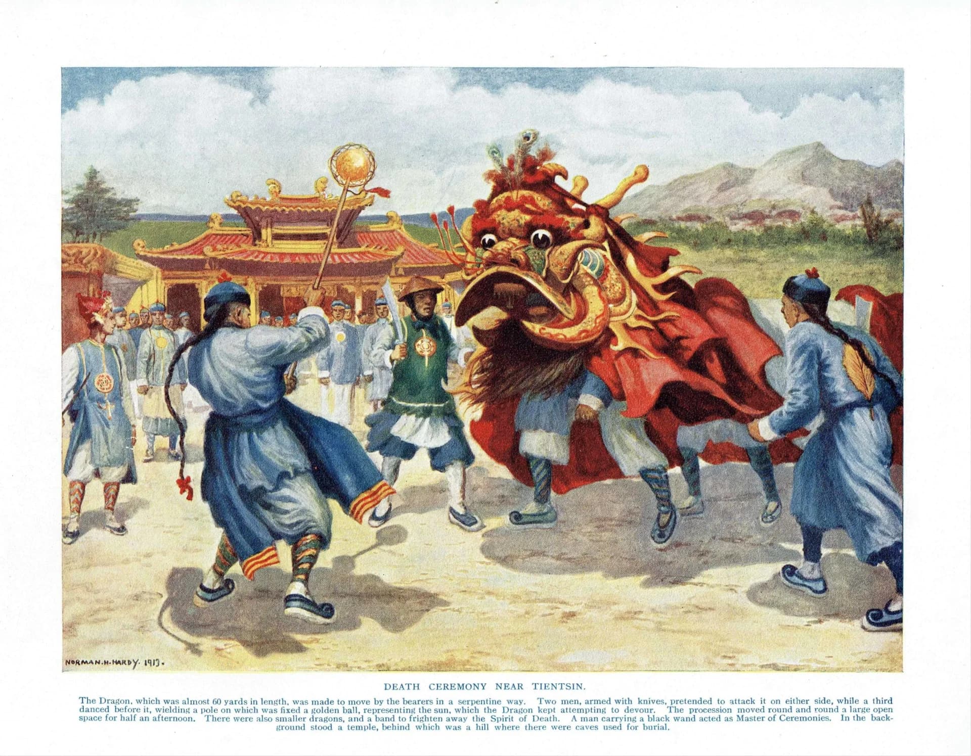 10 x 7.5 in — “Tientsin Ceremony” — Print — 1913 — Book Illustration