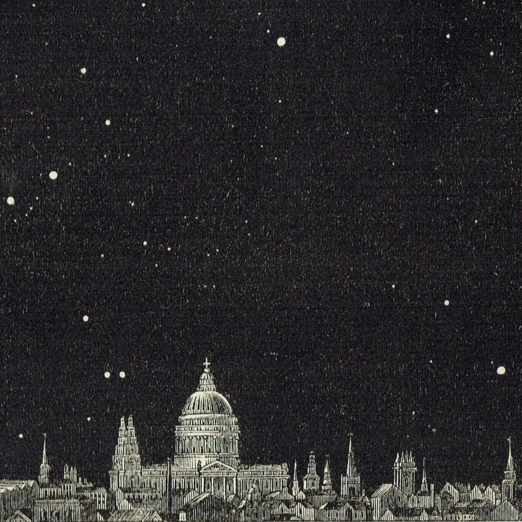 1868 Midnight Sky at London - Original Antique Print - Milky Way Star Chart Victorian Astronomy Night Sky July - 6.25 x 10 in