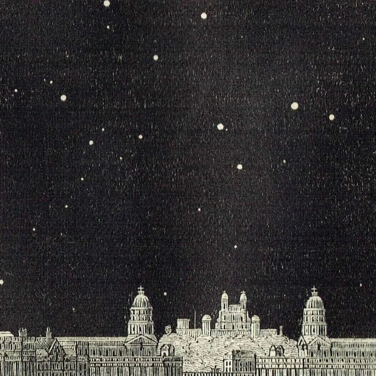1868 Midnight Sky at London - Original Antique Print - Victorian Astronomy Star Chart North South Views October - 6.25 x 10 in
