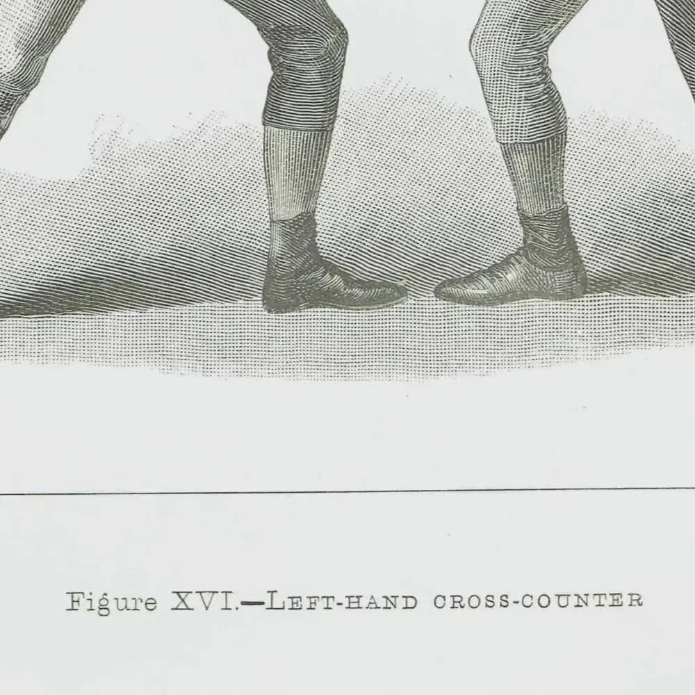 1889 Left-Hand Cross-Counter Boxing - Original Antique Print - Badminton Library Victorian Sports Pugilism Athlete - 5 x 7 in
