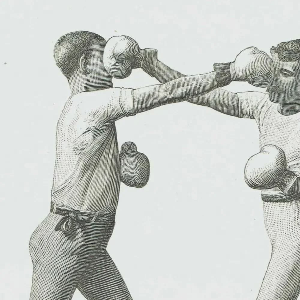 1889 Boxing Sparring Match - Original Antique Print - Badminton Library Victorian Sports Athletic Training Pugilism - 5 x 7 in