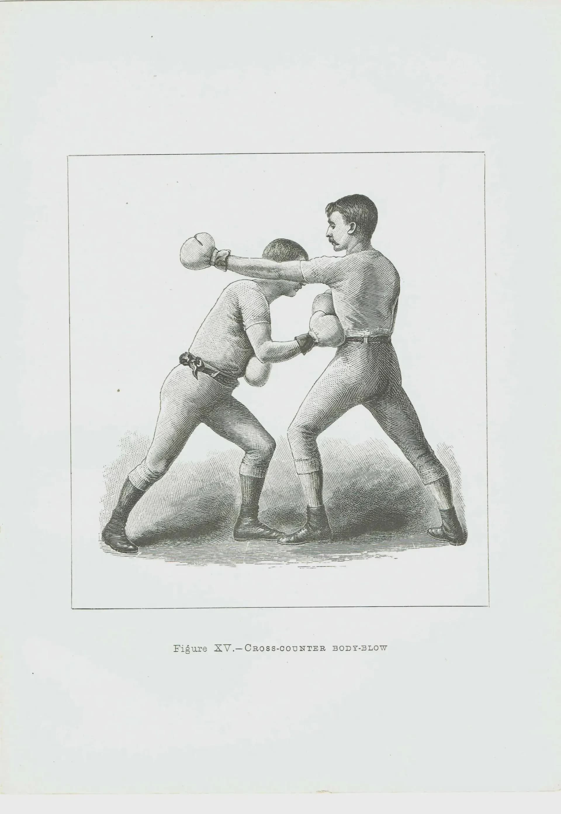 1889 Cross-Counter Body-Blow Boxing - Original Antique Print - Badminton Library Victorian Sports Pugilism Athletic - 5 x 7 in