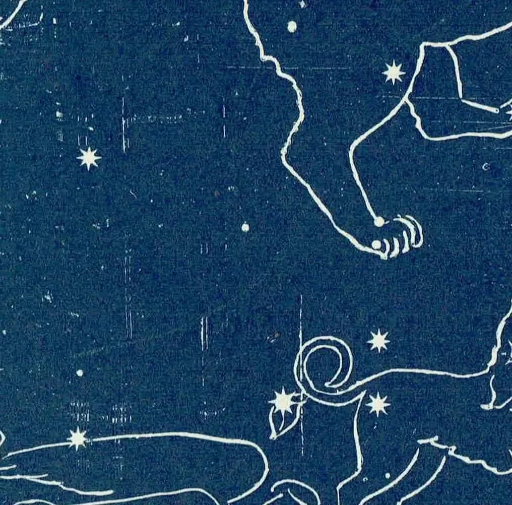 1944 Original Plough Quarter Spring Constellation Figures Print - Vintage Star Atlas - Celestial Navigation Map - 4 x 6 in