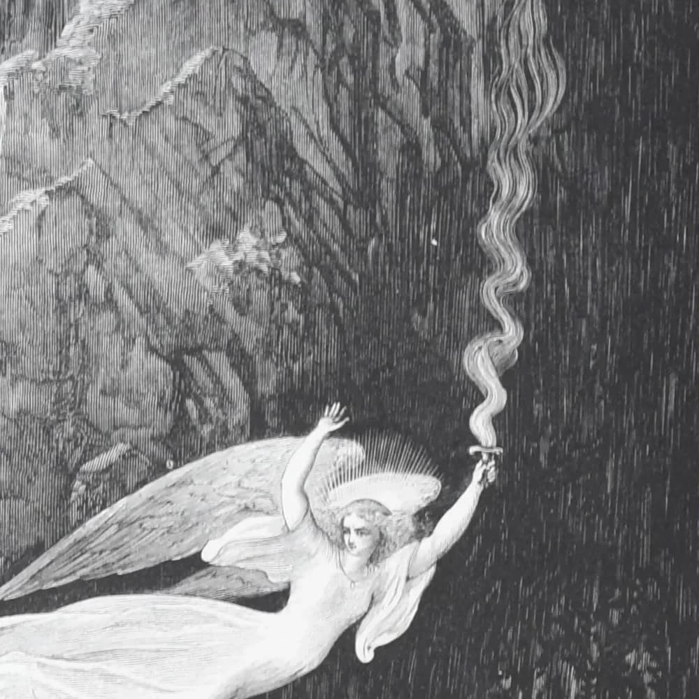 1866 Gustave Doré Legend Of The Wandering Jew Angel Vision Plate 7 - Original Antique Engraving - Gothic Religious Medieval - 14 x 20 in
