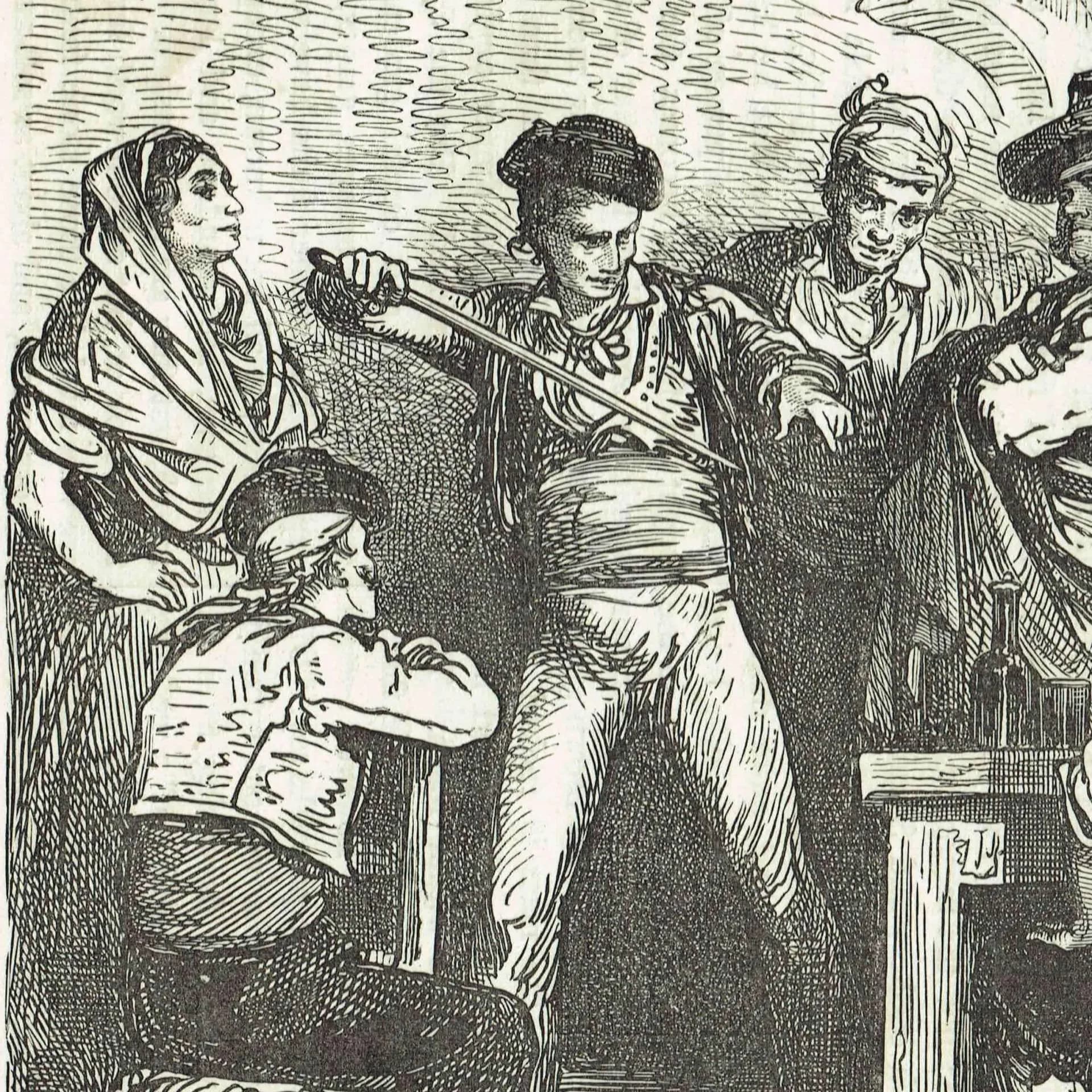 1869 Company in a Spanish Inn - Original Antique Print - Victorian Travel Illustration Cassell Petter Galpin - 11.75 x 8.75 in