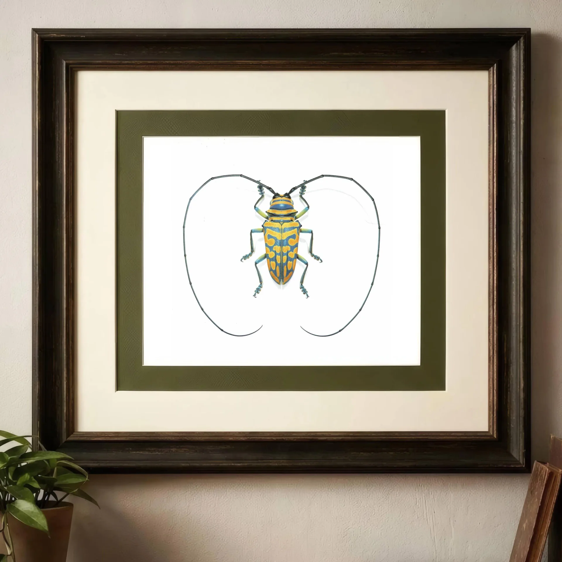 1986 Jewel Longhorn Beetle Sternotomis Bohemani Print - Durin Bernard Les Insectes Scientific Picture - Chevrolat Entomology - 11 x 13 in