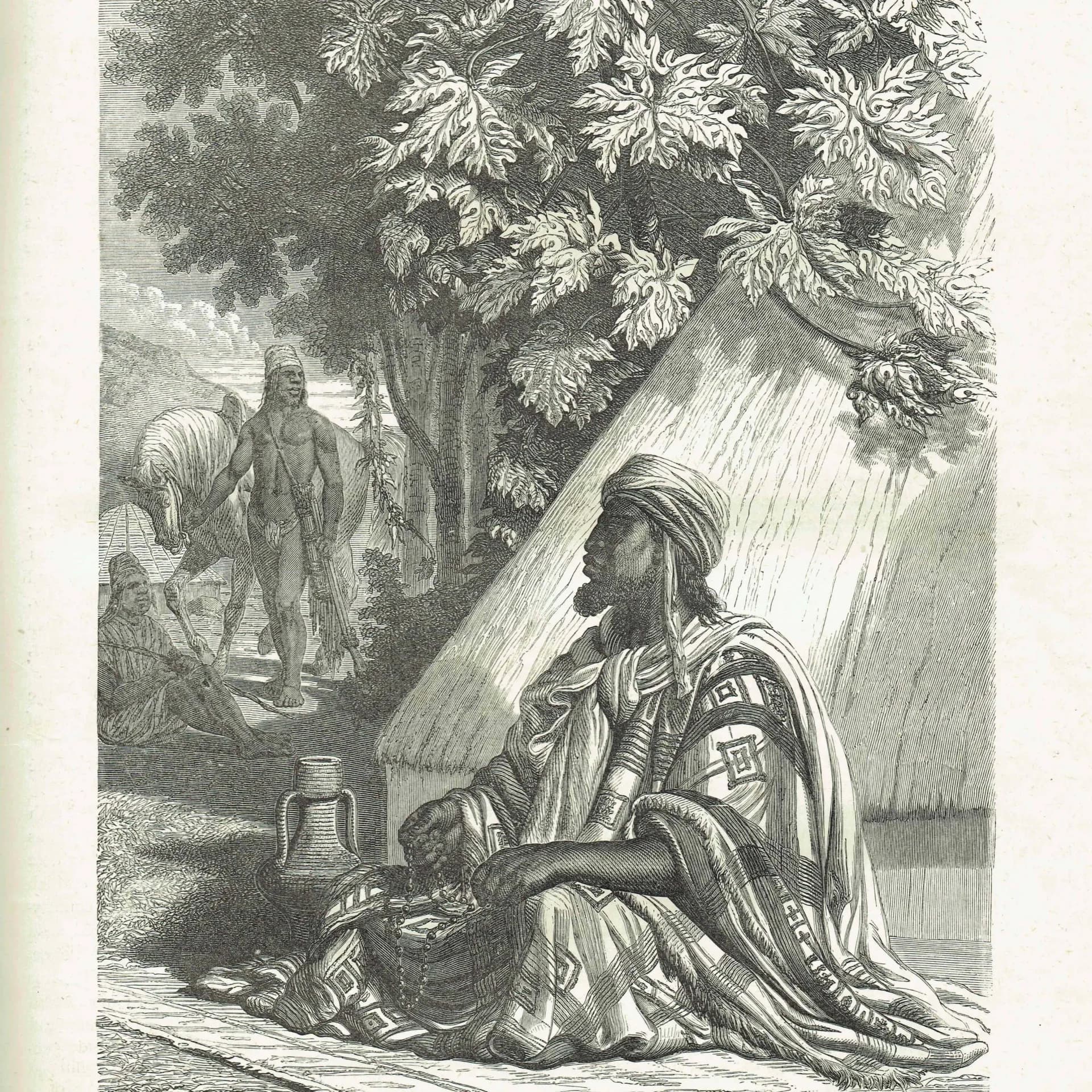 1875 Almamy Oumar Portrait - Antique Engraving - Illustrated Travels Bates West Africa Historical Figure - 8 x 11.5 in