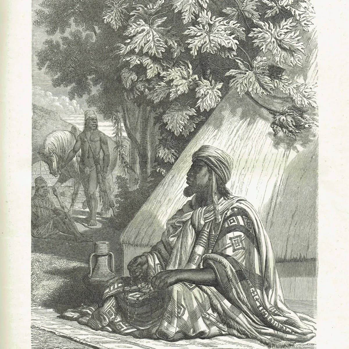 1875 Almamy Oumar Portrait - Antique Engraving - Illustrated Travels Bates West Africa Historical Figure - 8 x 11.5 in