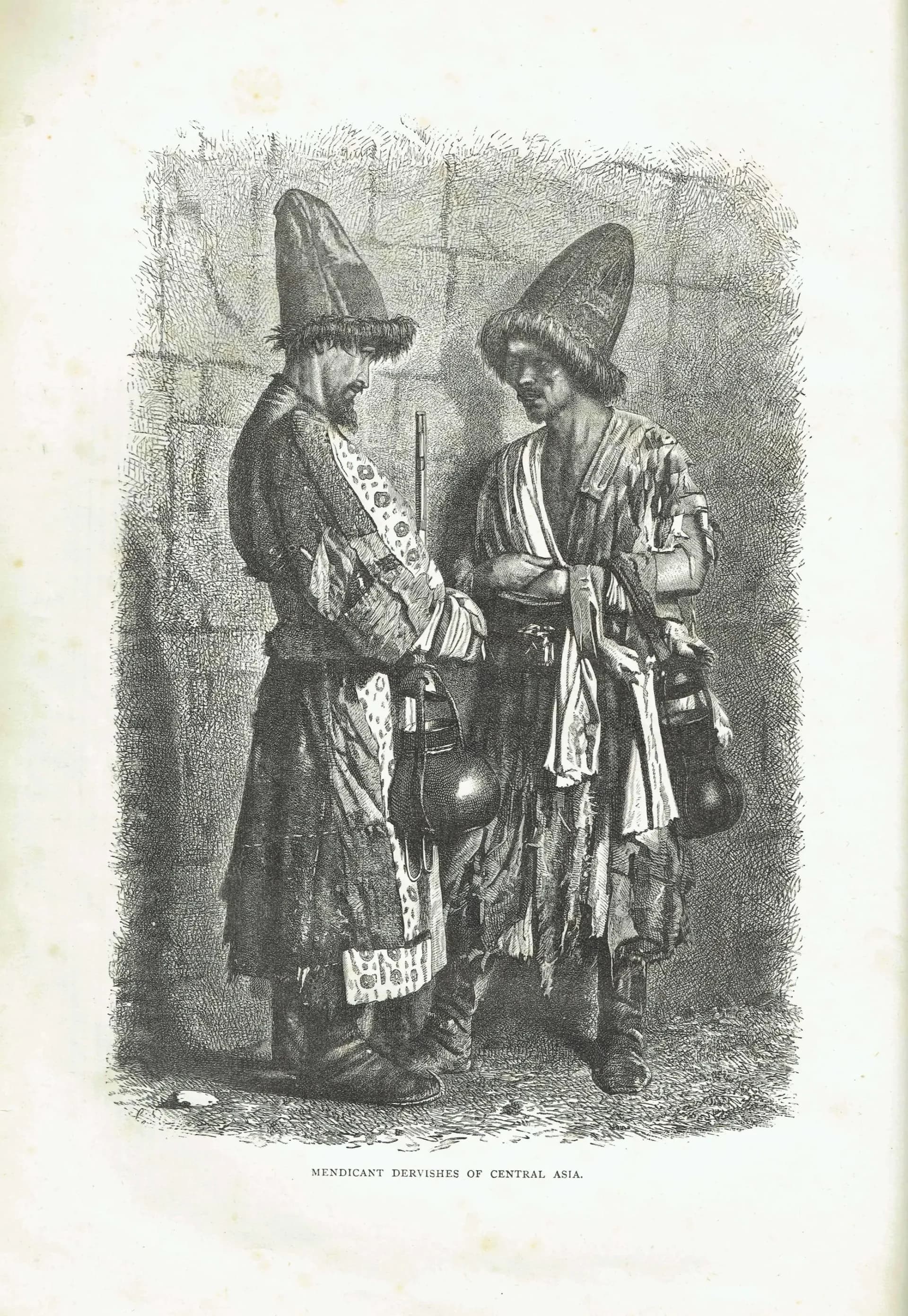 c.1875 Mendicant Dervishes of Central Asia - Antique Engraving - Illustrated Travels Victorian Portrait - 8 x 11.5 in