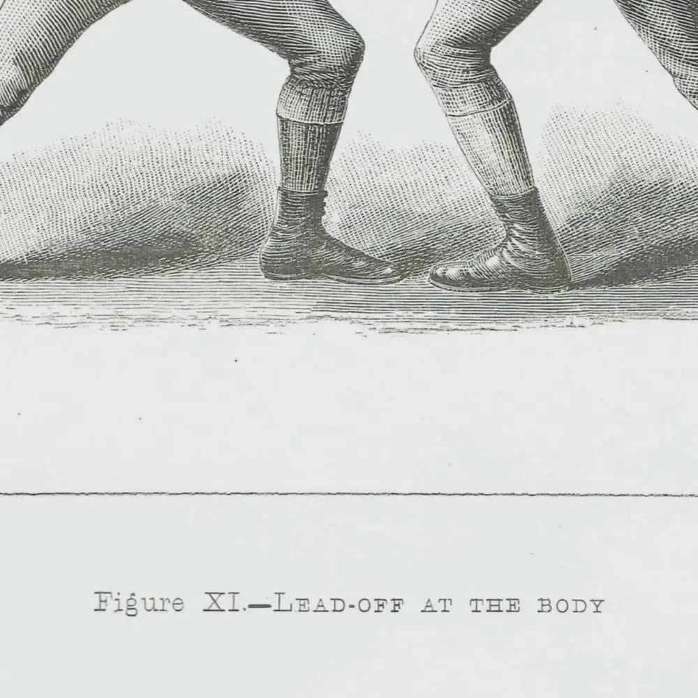 1889 Boxing Lead-Off Technique - Original Antique Print - Badminton Library Victorian Sports Pugilism Athletic Training - 5 x 7 in