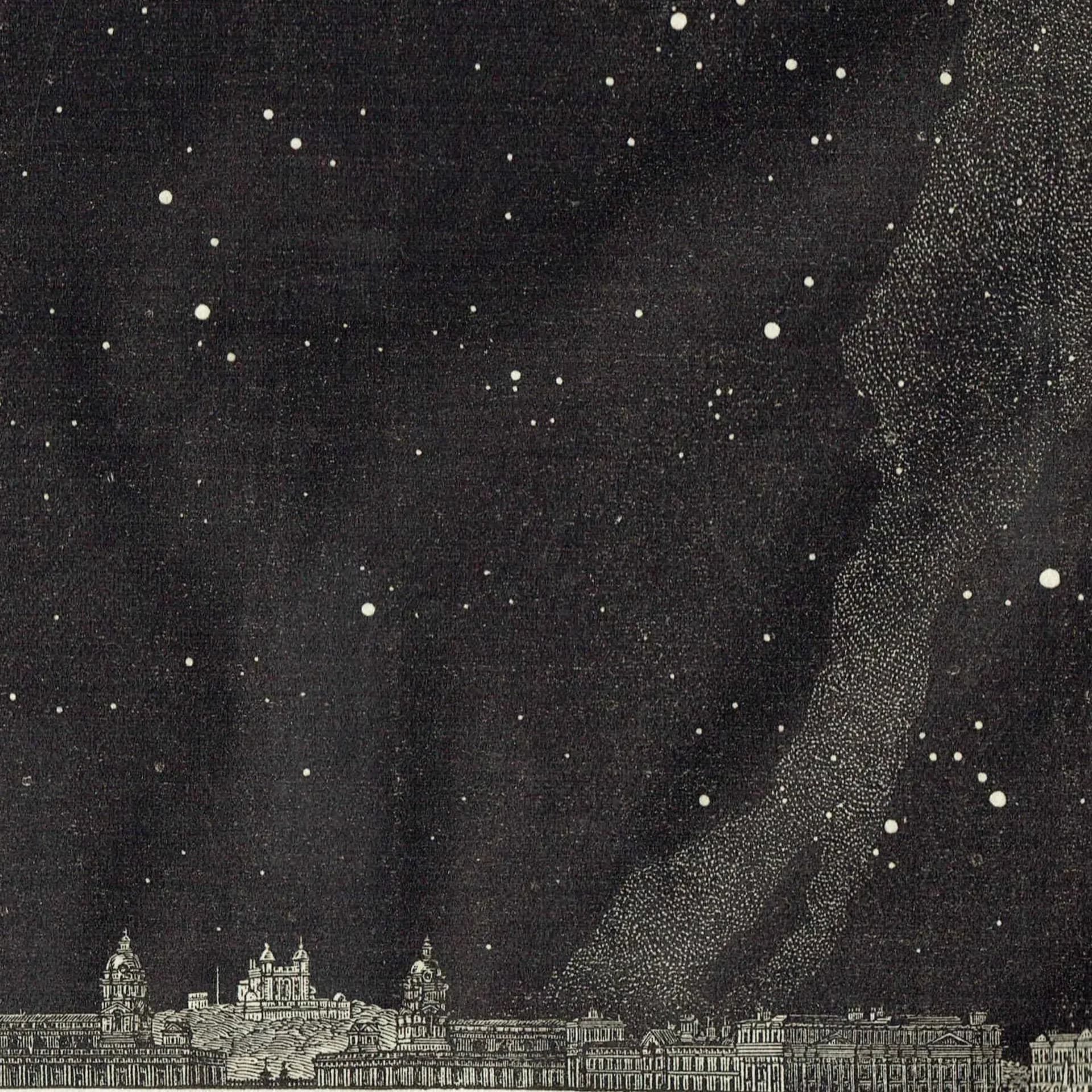 1868 Midnight Sky at London North & South - Original Antique Print - Victorian Astronomy Star Chart Milky Way Science - 6.25 x 10 in