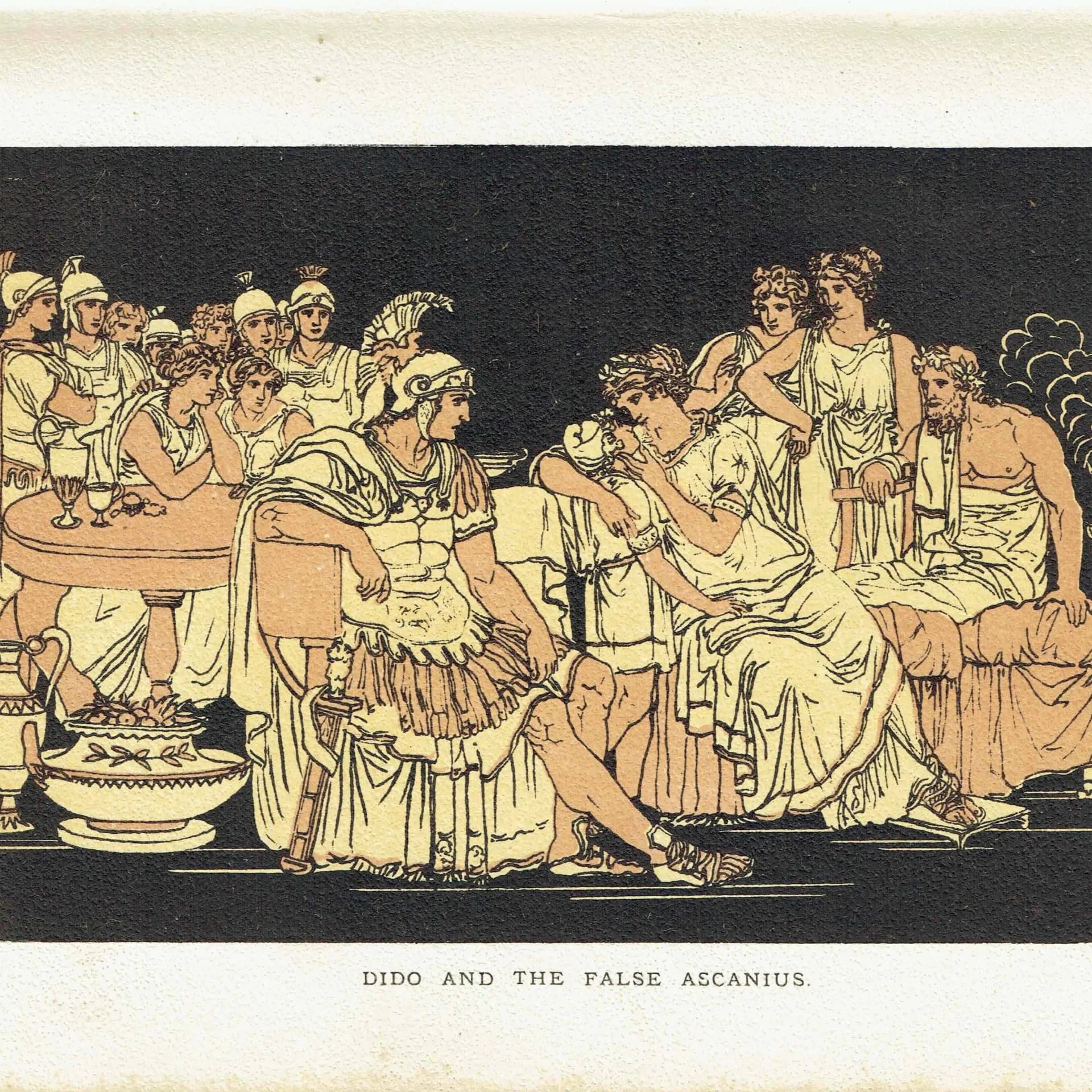 1879 Dido and False Ascanius - Original Antique Print By Pinelli - Stories From Virgil Classical Mythology Roman Art - 7.5 x 5 in