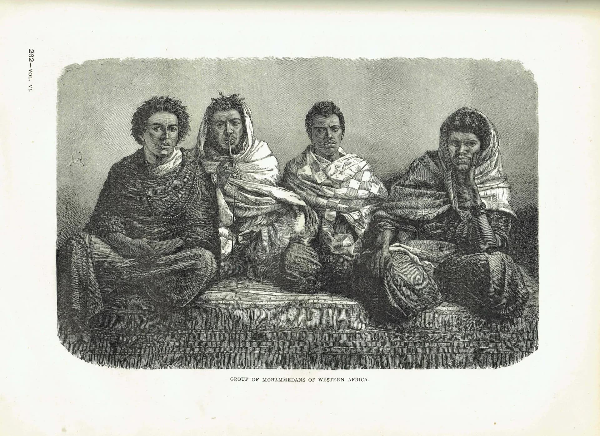 1875 West African Group Portrait - Antique Engraving - Illustrated Travels Vol 6 Ethnographic Study - 11.5 x 8 in