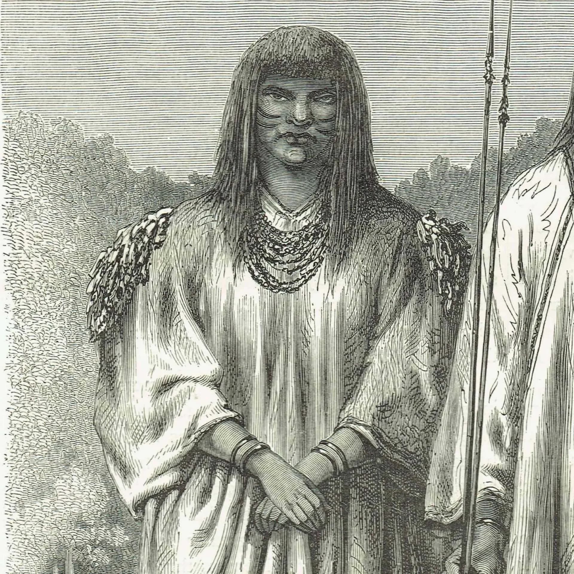 1871 Indians of the River Pachitea - Antique Print By Bates - Illustrated Travels Peru Amazon Portrait Engraving - 8 x 11.5 in