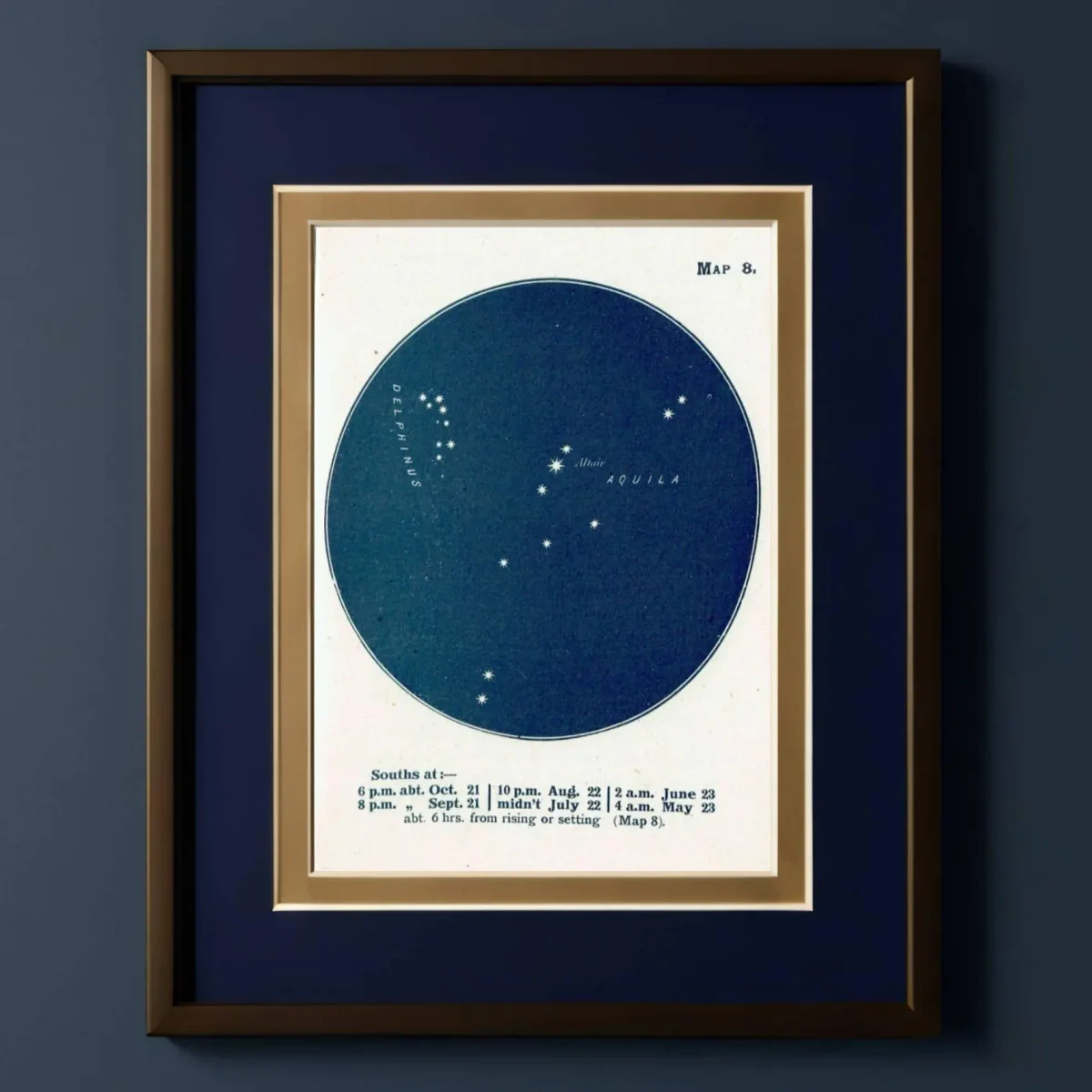 1944 Original Aquila Eagle Constellation Star Map Print - Vintage Astronomy Atlas - Scientific Celestial Chart - 4 x 6 in