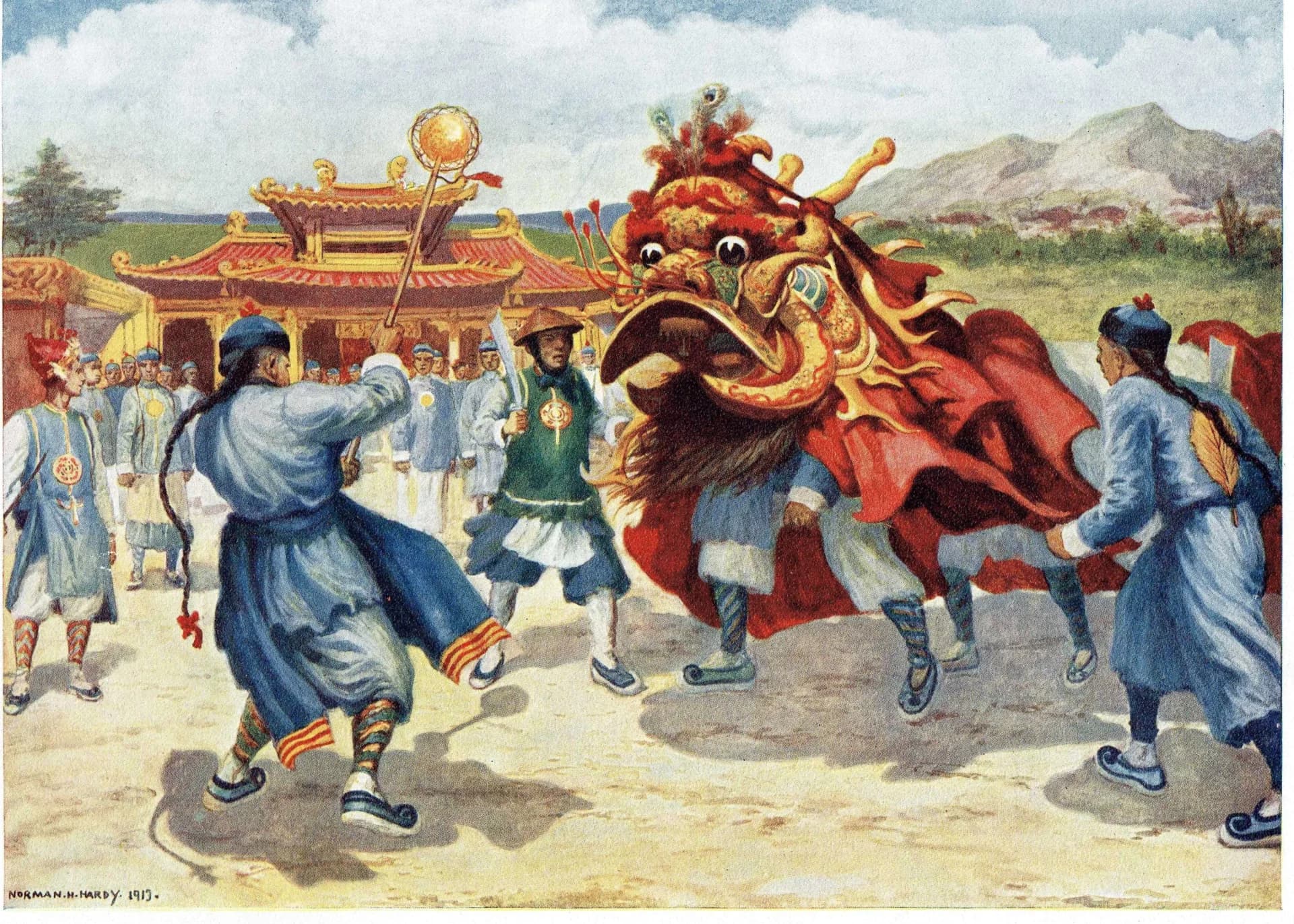 10 x 7.5 in — “Tientsin Ceremony” — Print — 1913 — Book Illustration