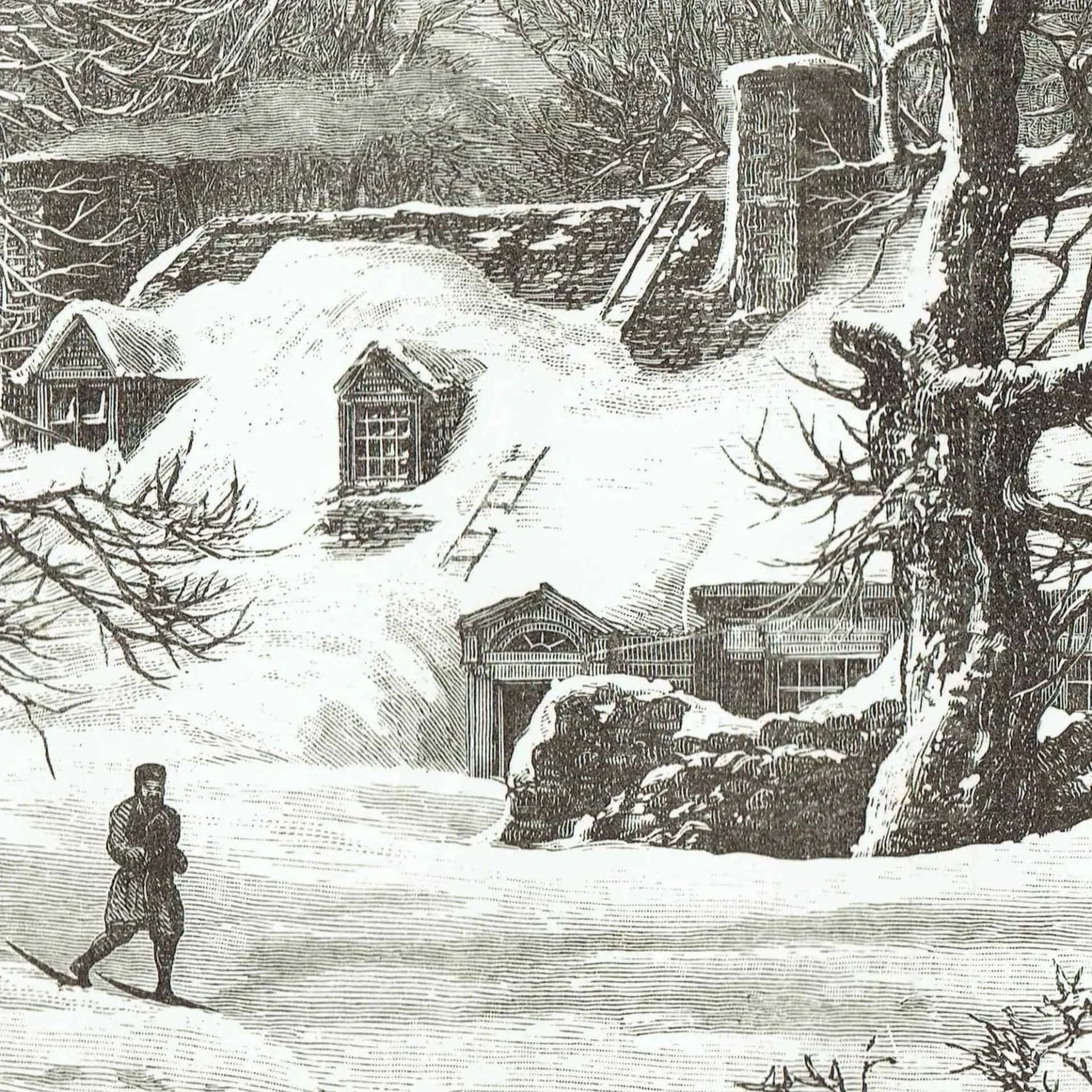 1885 Canadian Farm Snowed-Up - Antique Print By Lorne - Canadian Pictures Winter Landscape Rural Scene - 10 x 7 in