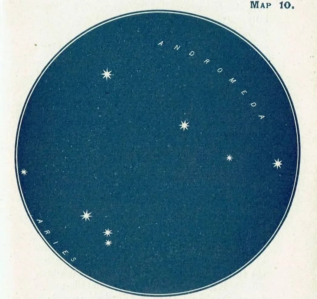 1944 Original Andromeda Aries Constellation Star Map Print - Celestial Navigation Chart - Vintage Astronomy Guide - 4 x 6 in
