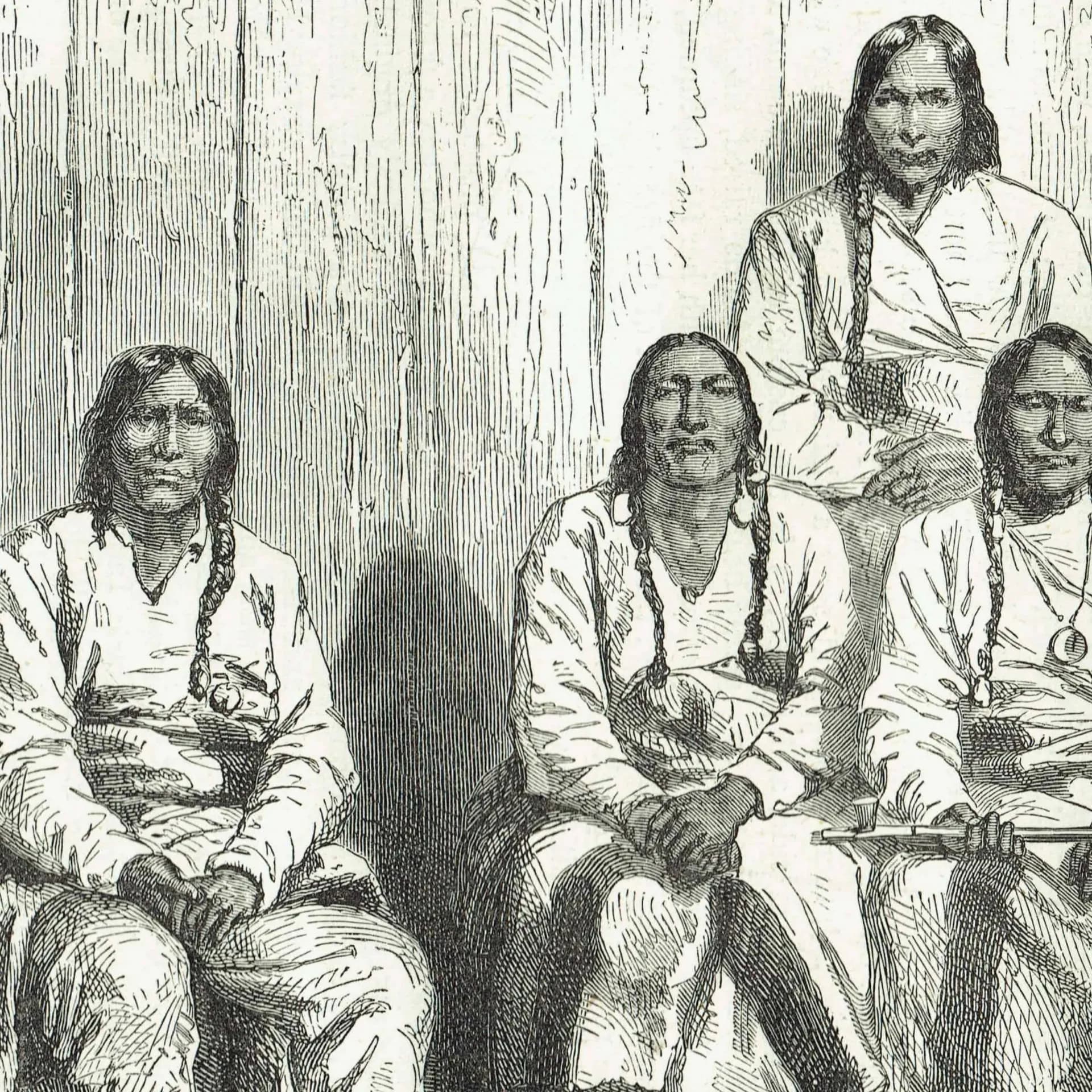 1875 Cheyenne Indians Group Portrait - Antique Engraving - Native American History Victorian Travel - 11.5 x 8 in