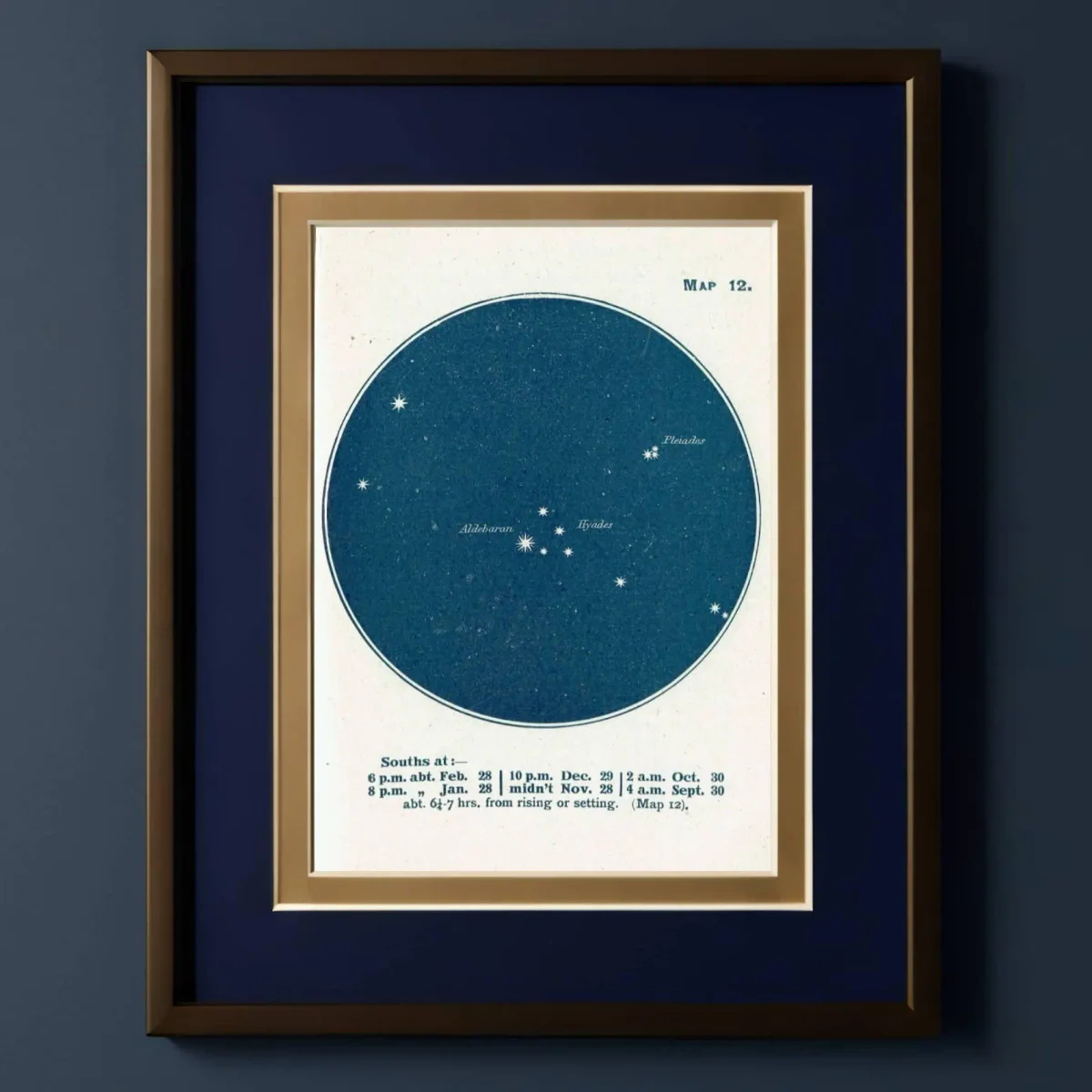 1944 Original Taurus Bull Constellation Star Map Print - Vintage Astronomy Atlas - Scientific Navigation Guide - 4 x 6 in