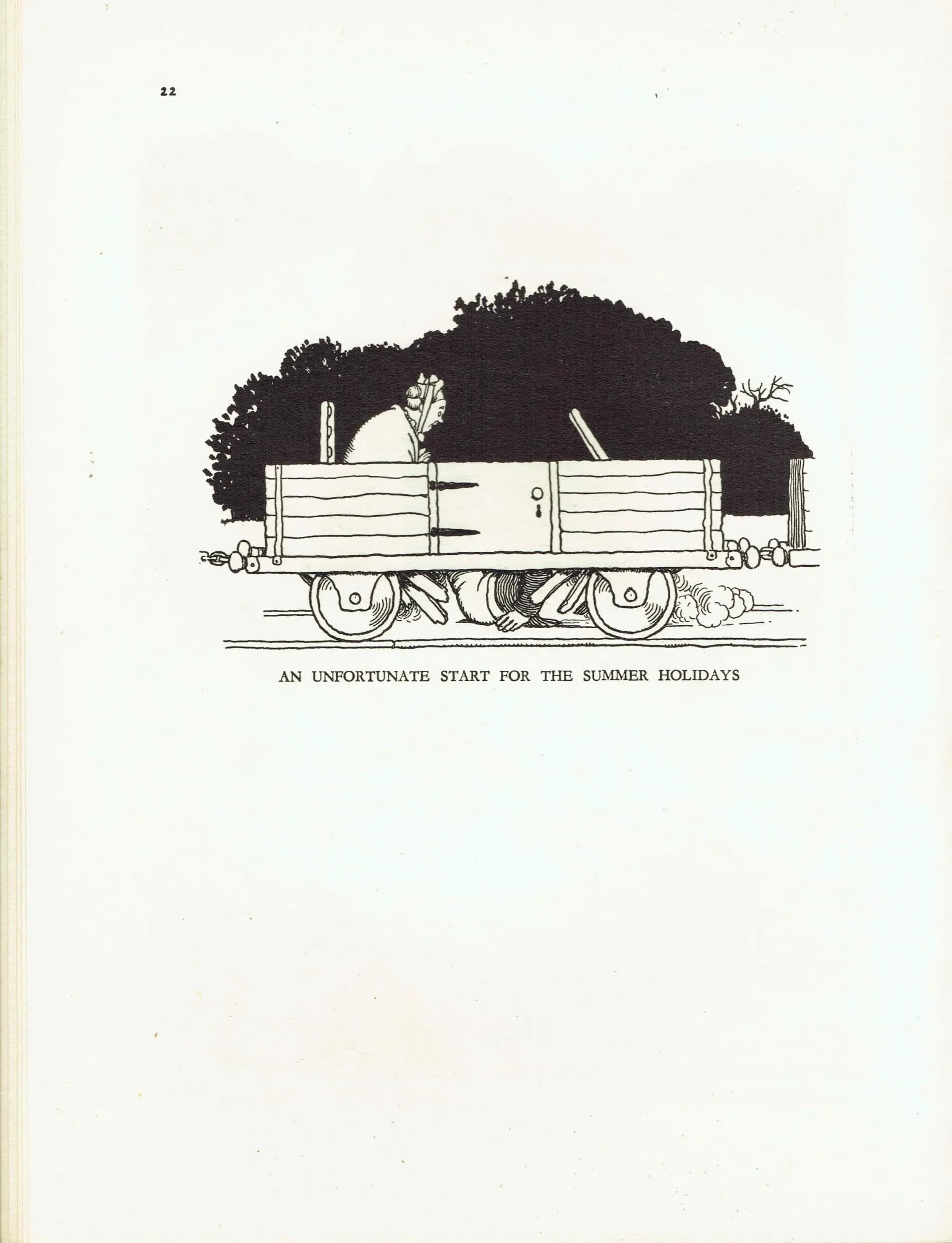 1935 Railway Tunnel Excavator - Original Vintage Print By Heath Robinson - Great Western Railway Centenary Humorous Cartoon - 7 x 9.5 in
