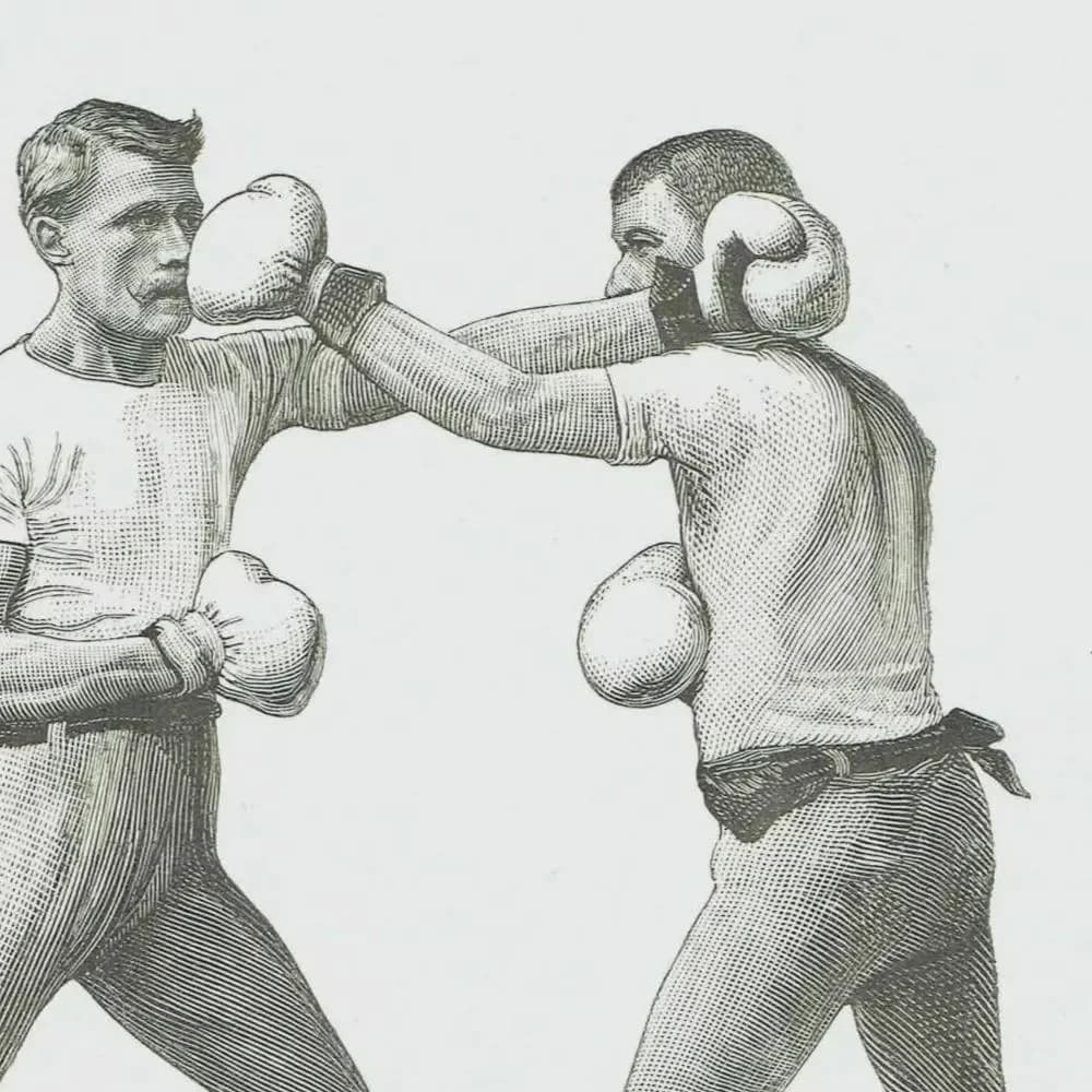 1889 Left-Hand Cross-Counter Boxing - Original Antique Print - Badminton Library Victorian Sports Pugilism Athlete - 5 x 7 in