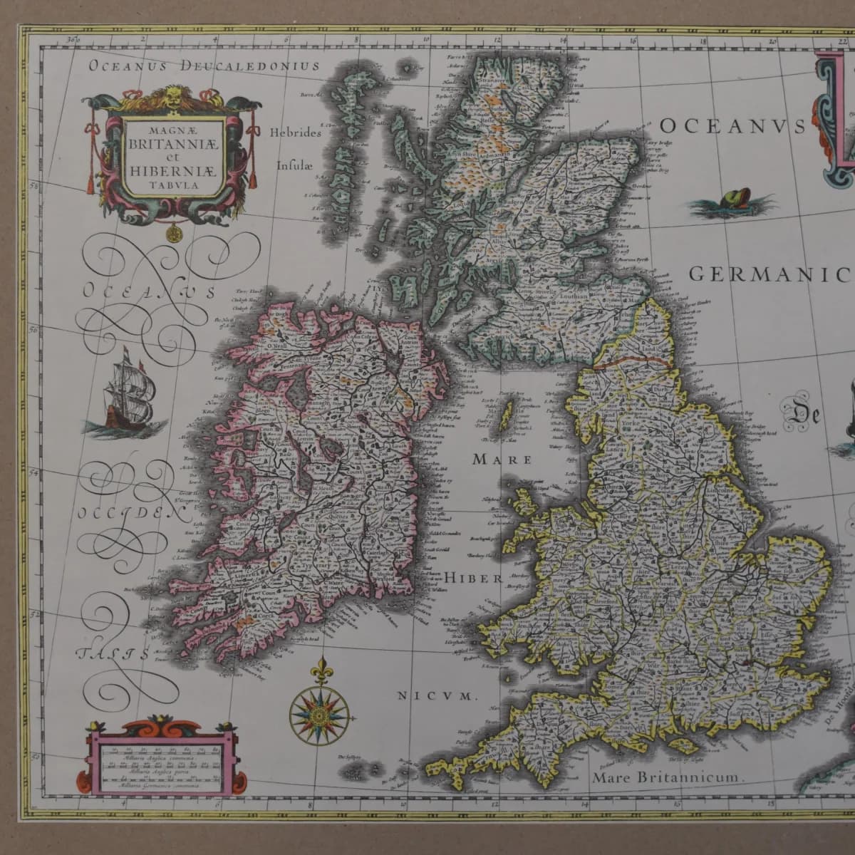1987 Magna Britanniae Map - Vintage Facsimile - Blaeu - RE 200 Royal Engineers Military Survey British Isles Ireland - 18.5 x 1...