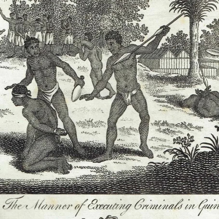c.1790 Porcupine & Strange Animal called Quoggelo - Execution of Criminals - Guinea 11.75 x 8.25