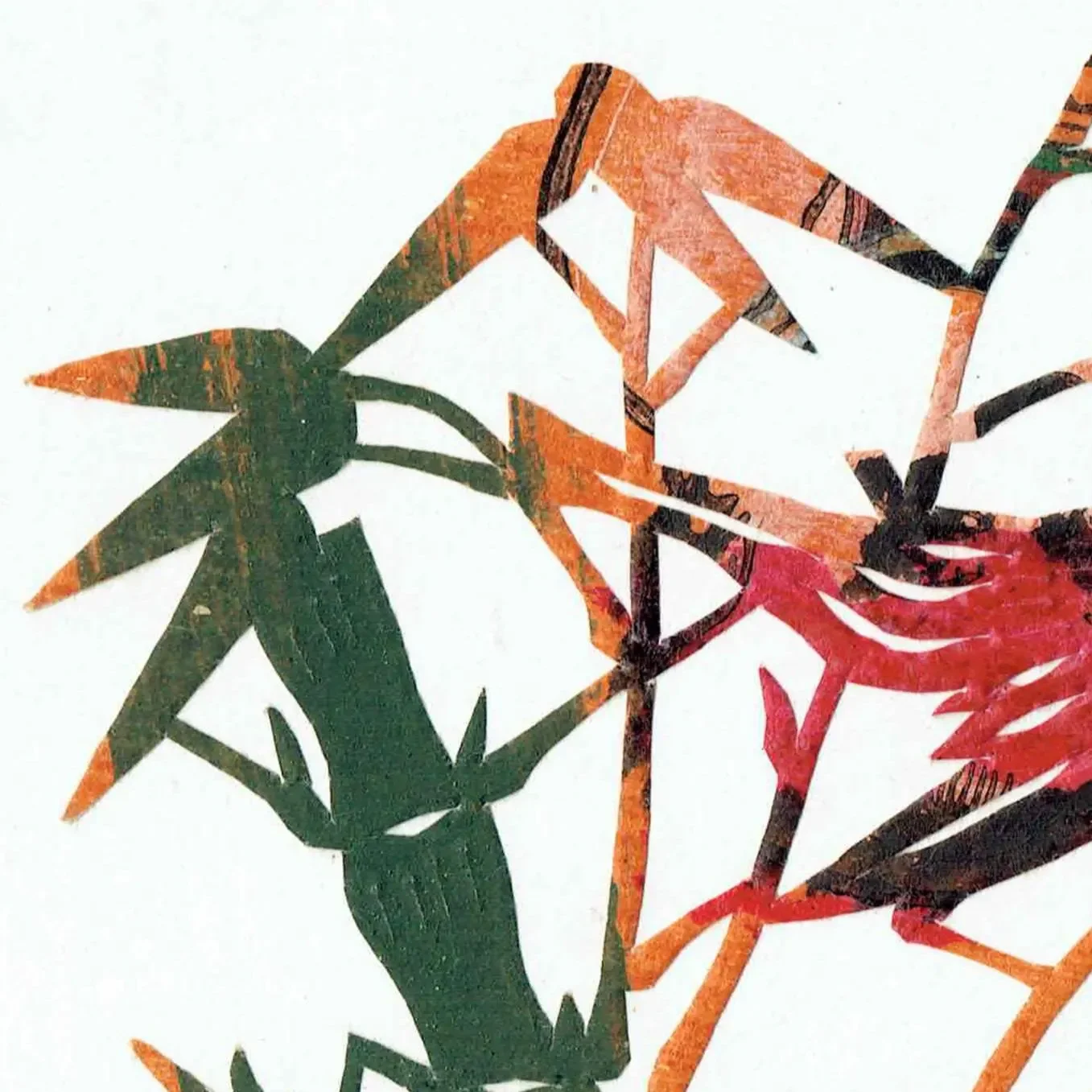 Vintage Vietnamese Bird Print – 1970s Folk Art Paper Cut (6x4 in)