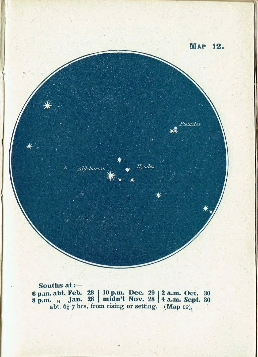 1944 Original Taurus Bull Constellation Star Map Print - Vintage Astronomy Atlas - Scientific Navigation Guide - 4 x 6 in