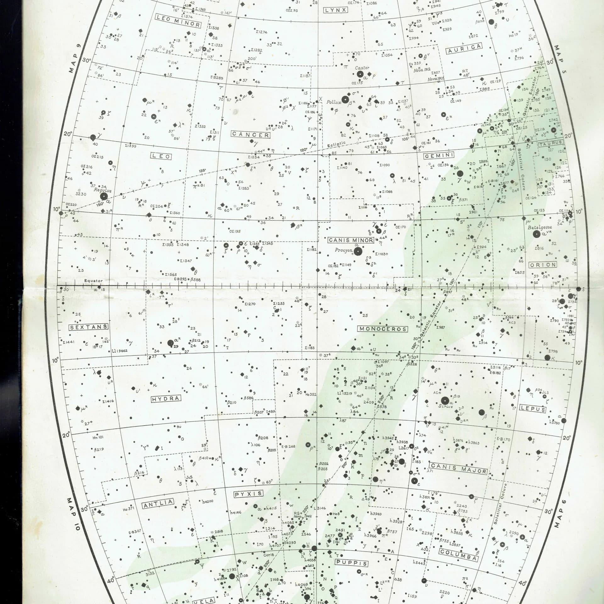 1943 Star Chart Map 8 - Original Vintage Print By Arthur P Norton - Constellation Astronomy Celestial Atlas Gall Inglis - 8.5 x 10.4 in