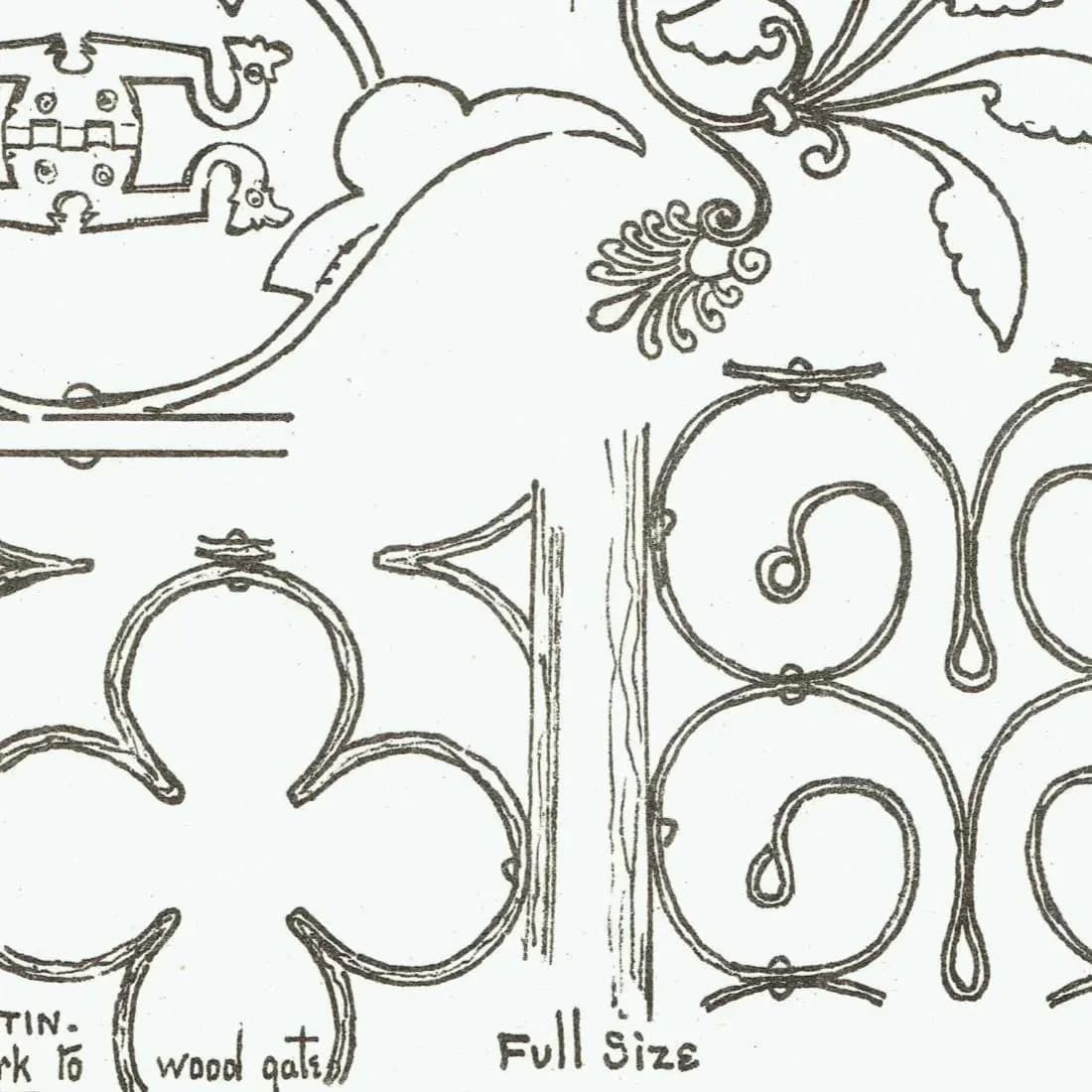 1898 Ornamental Wrought Ironwork - Circular Panel Arabesque Scroll St Quintin Architecture Print - W Fullerton - 8 x 10.75 in