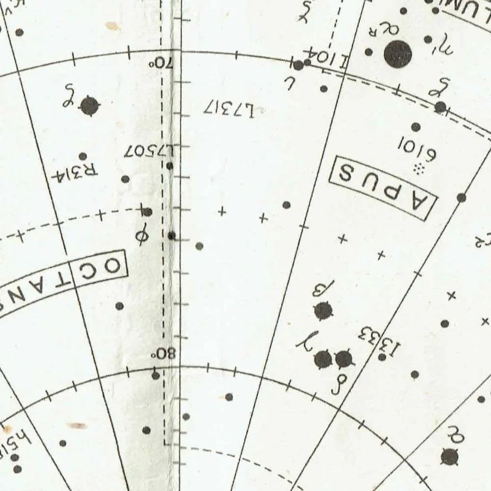 1943 Southern Celestial Chart - Original Vintage Print By Norton - Star Atlas Constellation Astronomy Map Centaurus Crux - 8.5 x 10.4 in