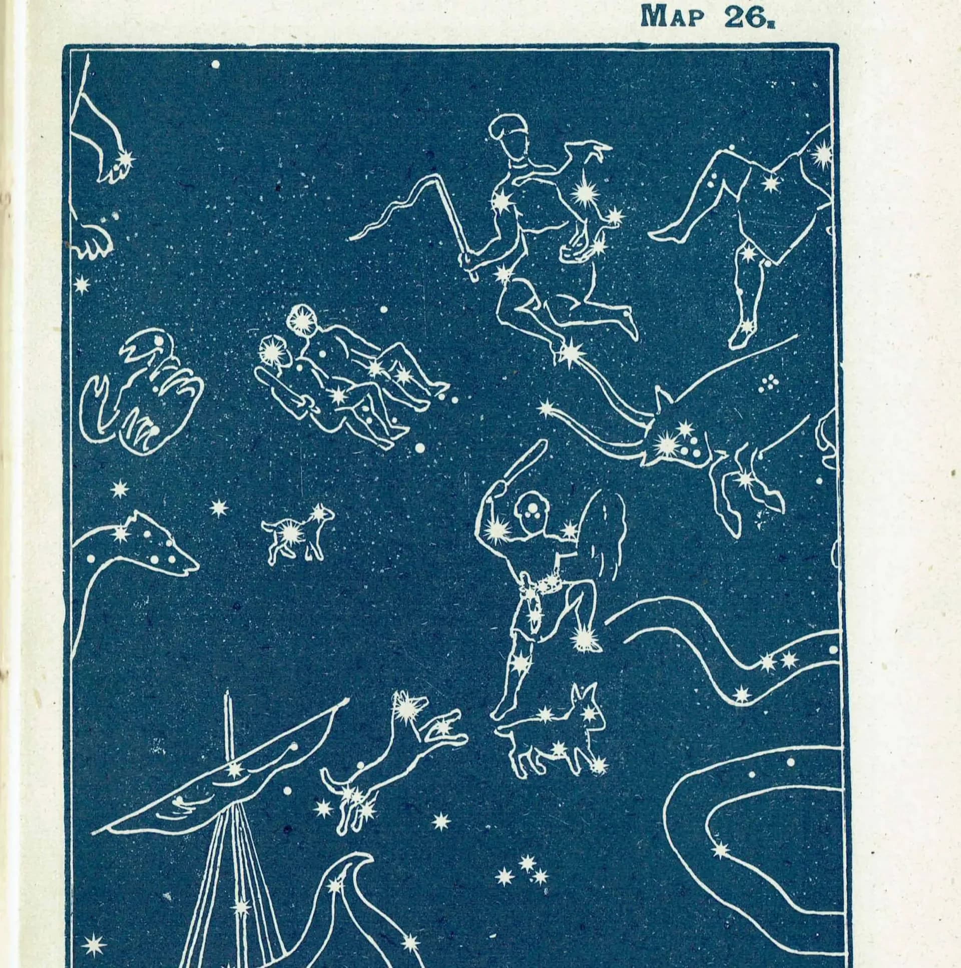 1944 Original Constellation Figures Capella Quarter Winter Star Map - Vintage Astronomy Print - Scientific Atlas - 4 x 6 in