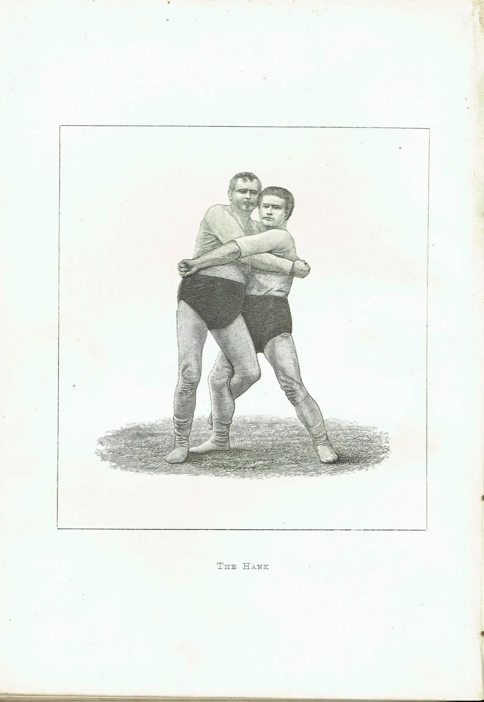 1889 The Hank Wrestling Hold - Original Antique Engraving - Badminton Library Sports Technique Victorian Athletic Study - 5 x 7 in