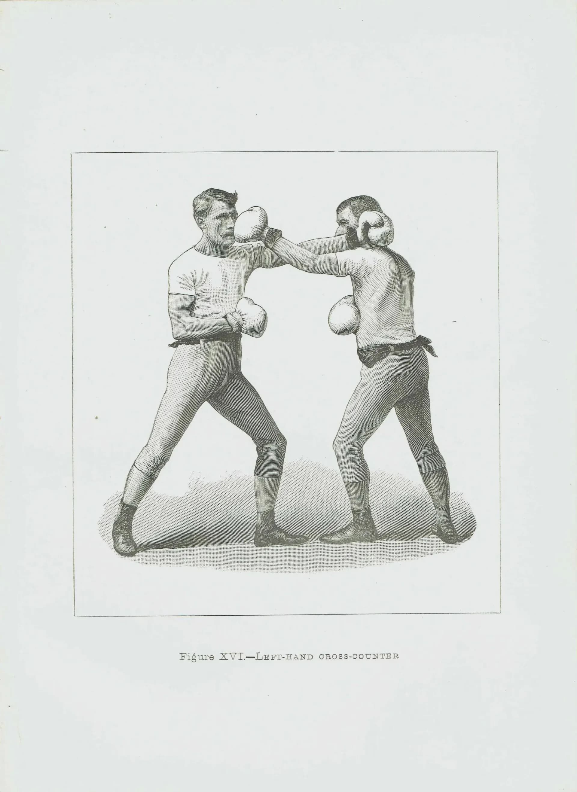 1889 Left-Hand Cross-Counter Boxing - Original Antique Print - Badminton Library Victorian Sports Pugilism Athlete - 5 x 7 in