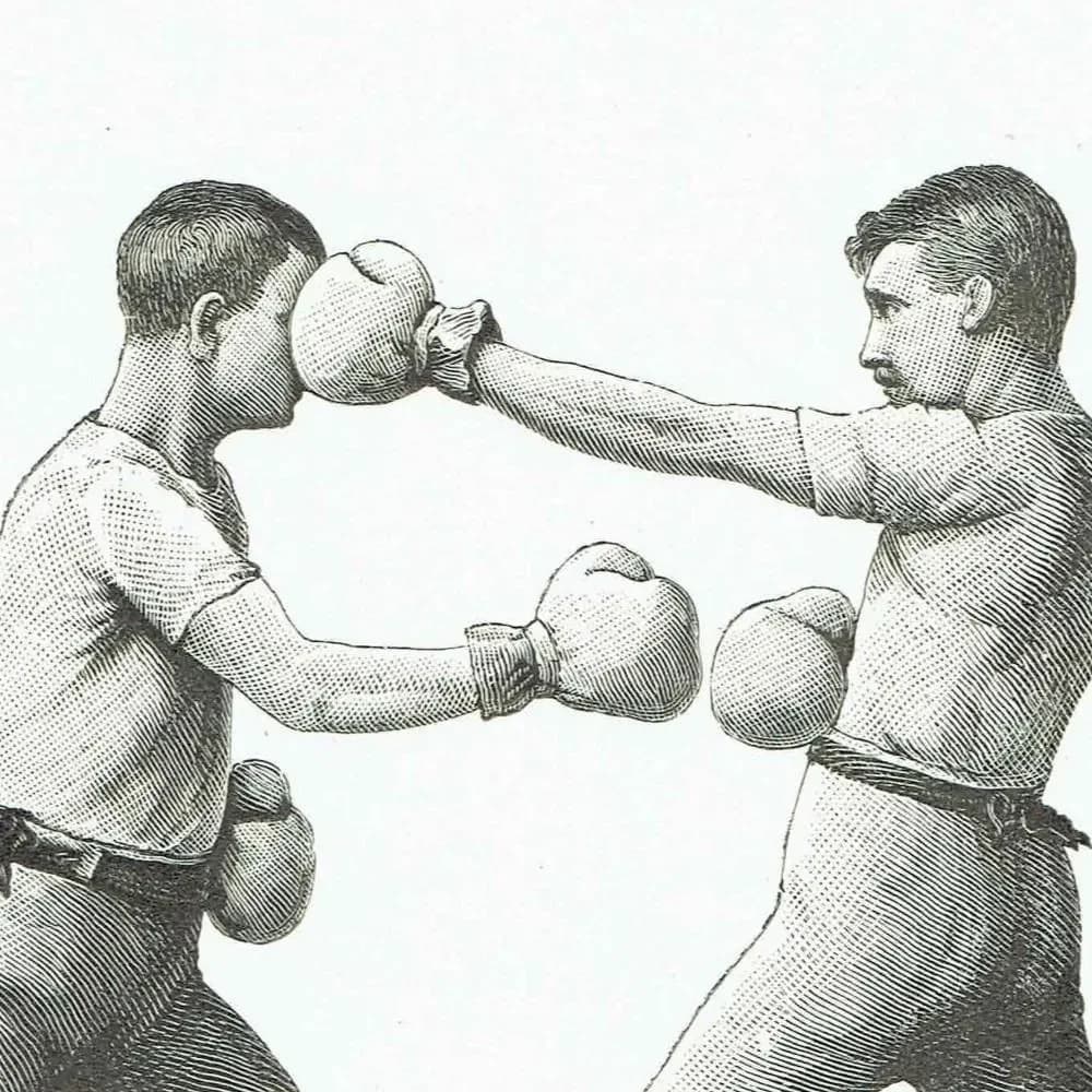 1889 Boxing Sparring Technique - Original Antique Print - Badminton Library Victorian Sports Athletic Training Illustration - 5 x 7 in