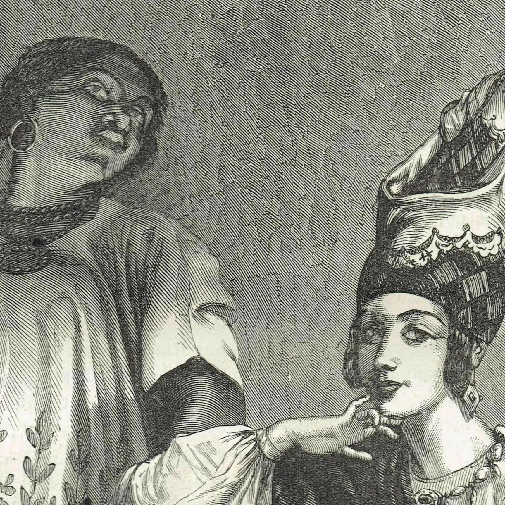 1875 Creole Lady of Senegal & Her Servant - Antique Engraving - Victorian Africa Portrait Illustrated Travels Bates - 8 x 11.5 in