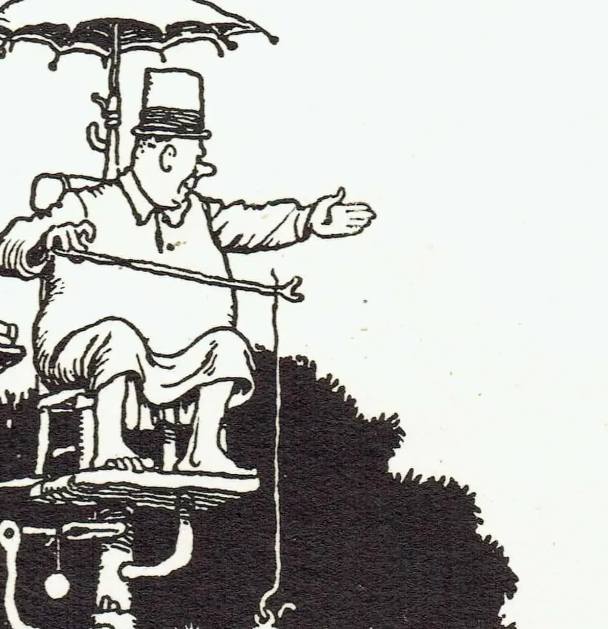 1935 Railway Signals Cartoon - Original Vintage Print By Heath Robinson - Great Western Railway Centenary Humour - 7 x 9.5 in
