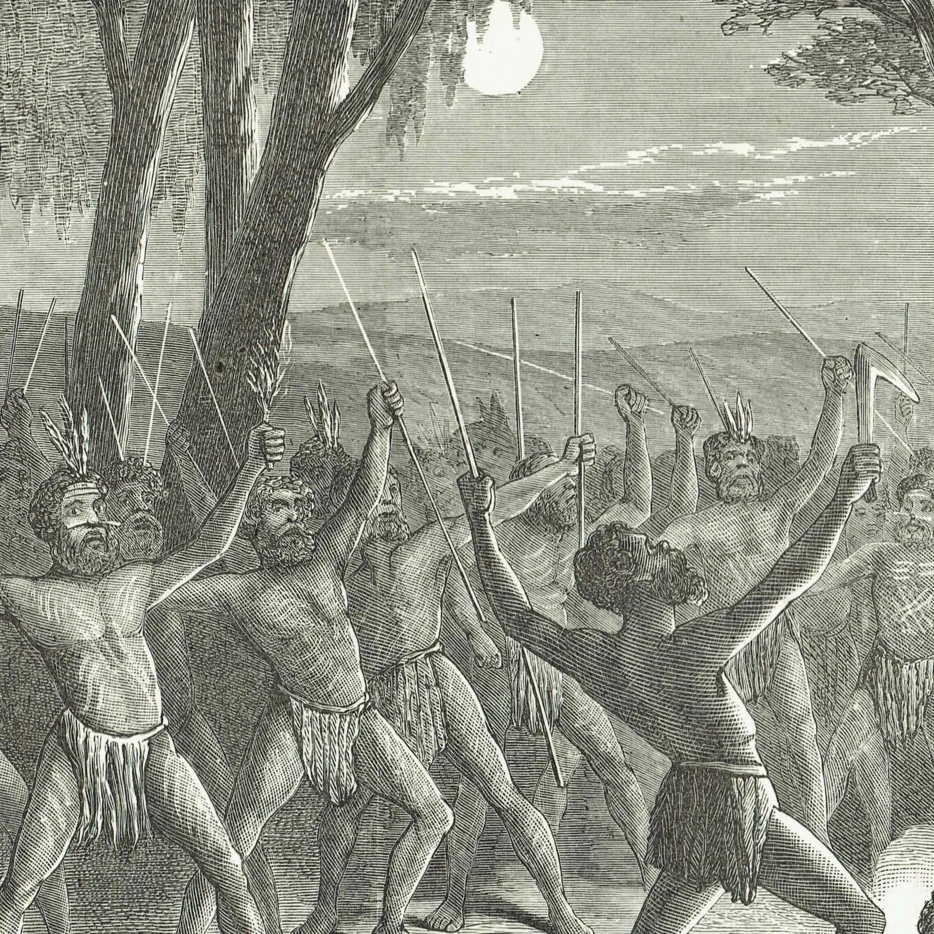 1870s Australian Corroboree at Coolaminga - Antique Print - Victorian Travel Aboriginal Ceremony Illustration - 11.5 x ...