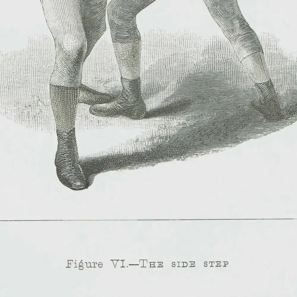 1889 Boxing Side Step - Original Antique Print - Badminton Library Victorian Sports Pugilism Athletic Training Illustration - 5 x 7 in
