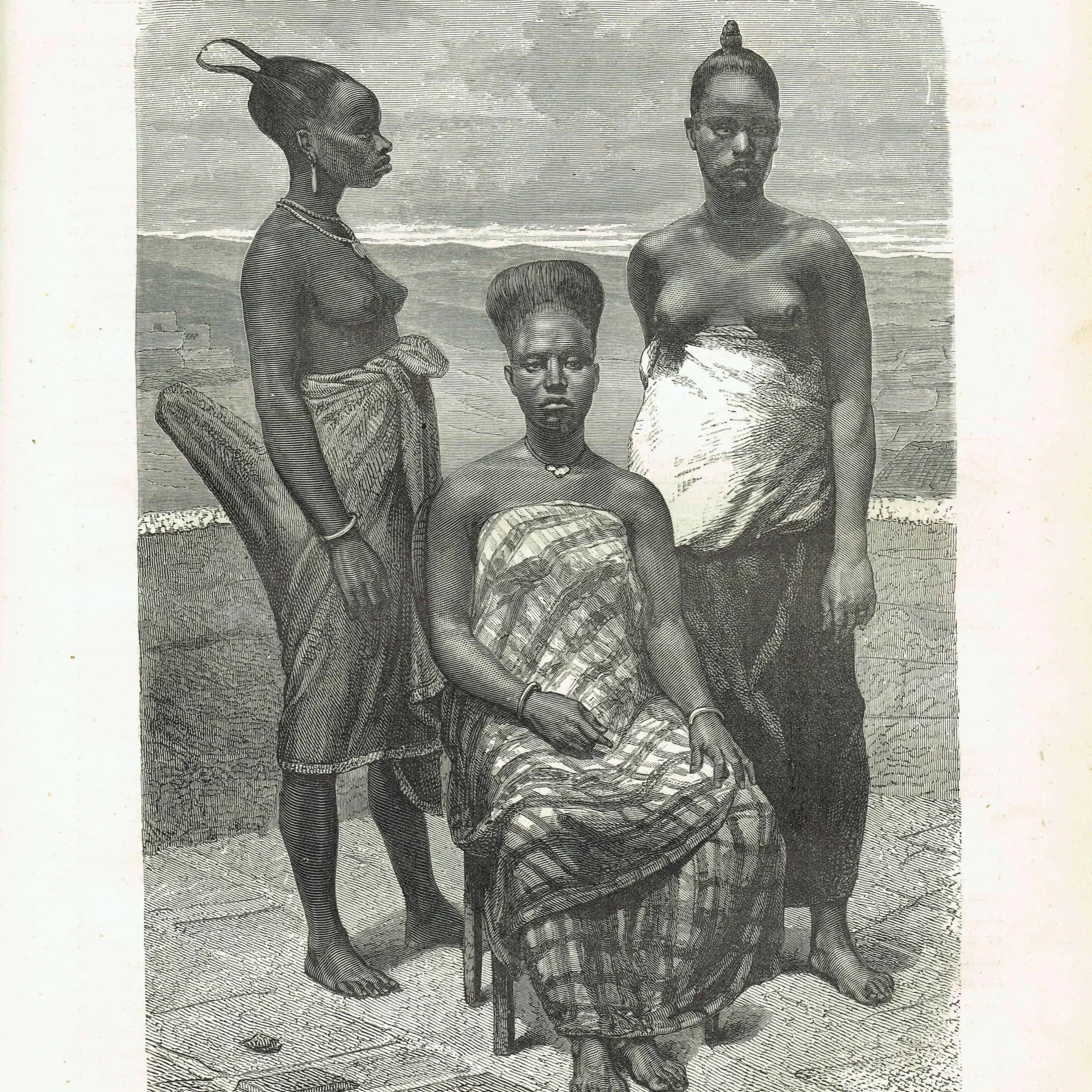 1875 Women of Elmina - Original Engraving - West Africa Ghana Portrait Illustrated Travels Victorian - 8 x 11.5 in