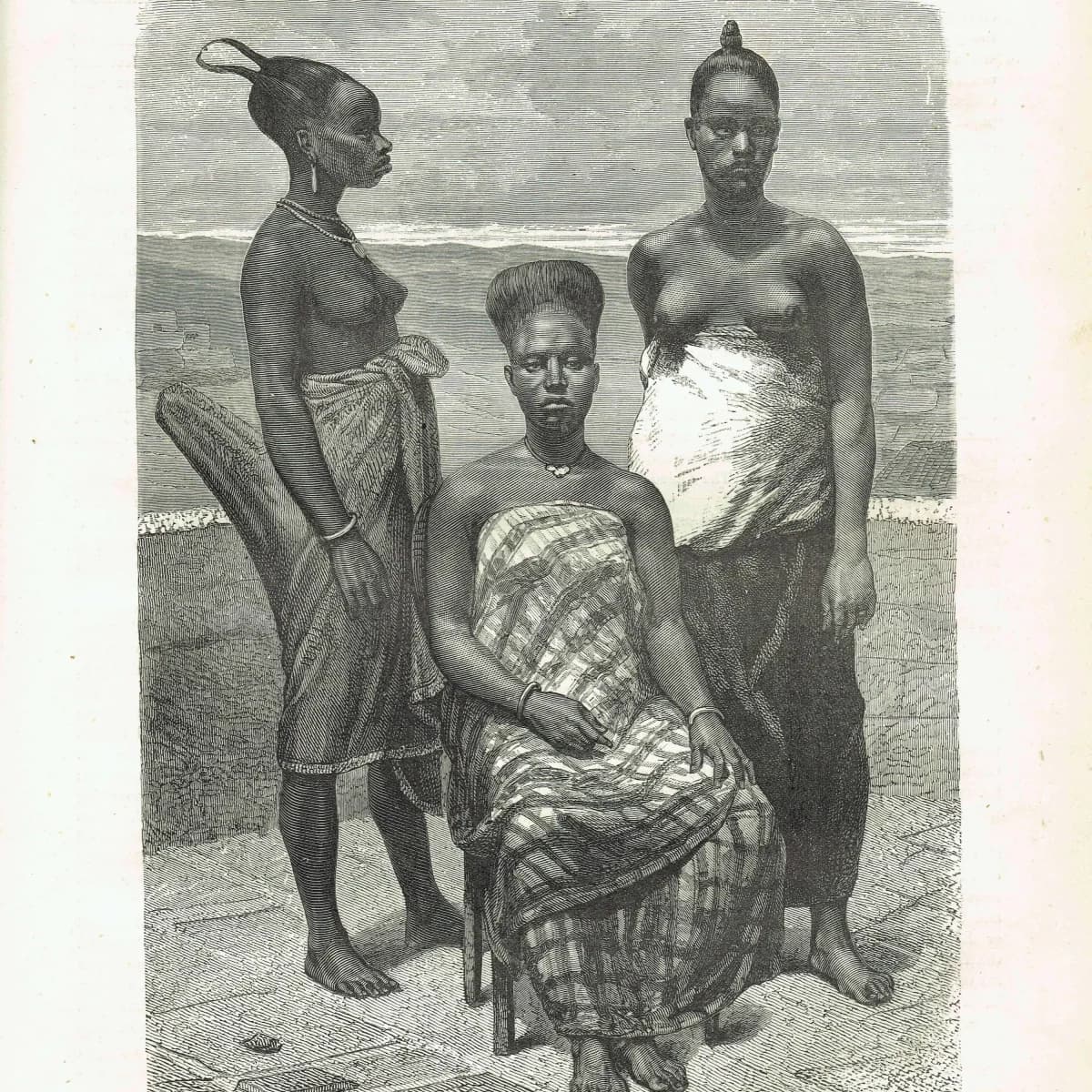 1875 Women of Elmina - Original Engraving - West Africa Ghana Portrait Illustrated Travels Victorian - 8 x 11.5 in