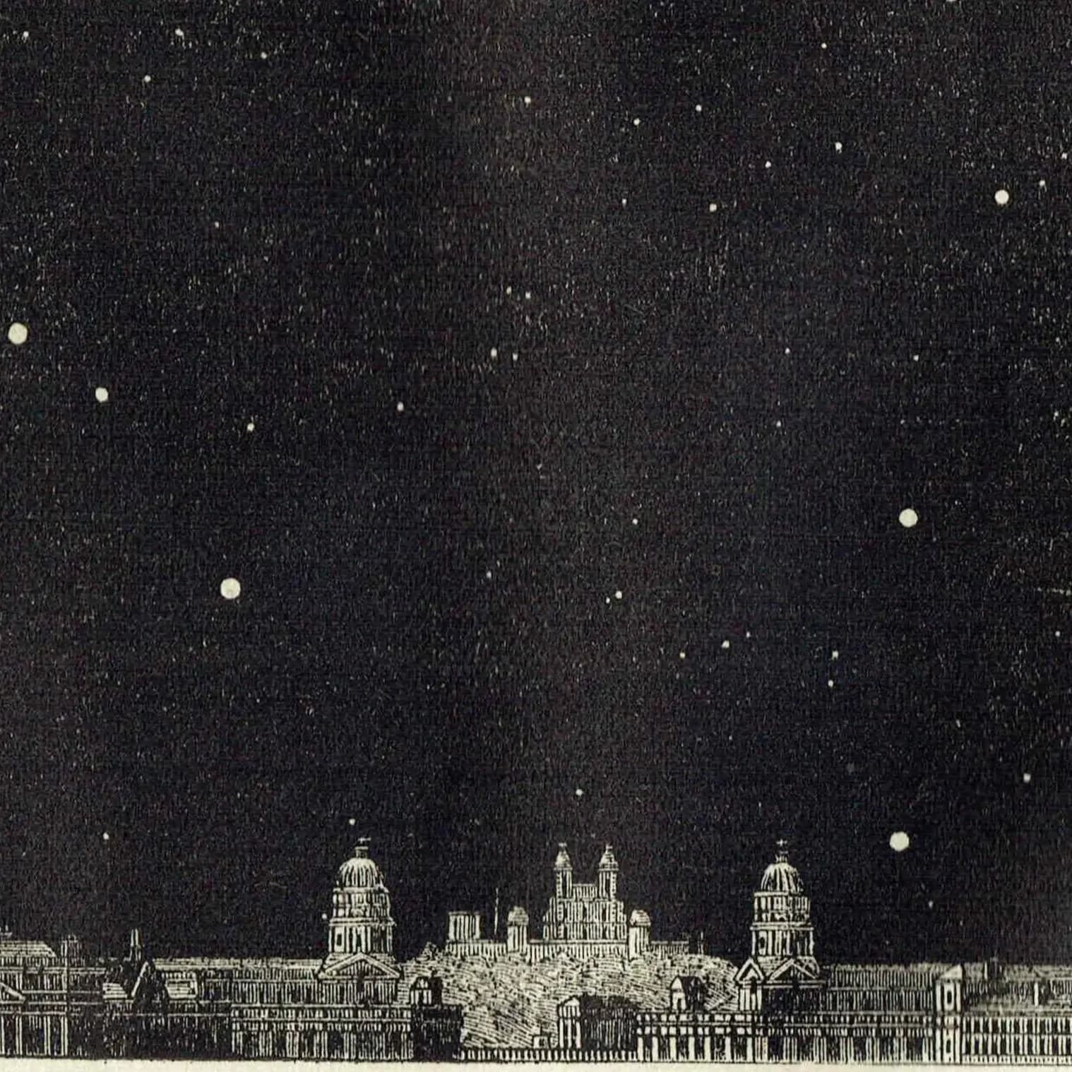 1868 Midnight Sky at London - Original Antique Print - Victorian Astronomy Star Chart North South Views Leisure Hour - 6.25 x 10 in