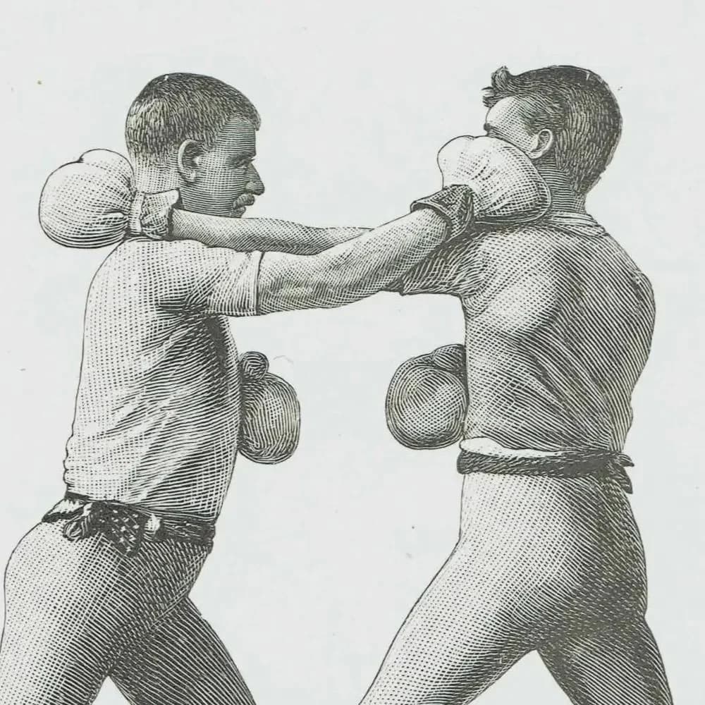 1889 Right-Hand Cross-Counter - Original Antique Boxing Print - Badminton Library Victorian Sports Pugilism Technique - 5 x 7 in